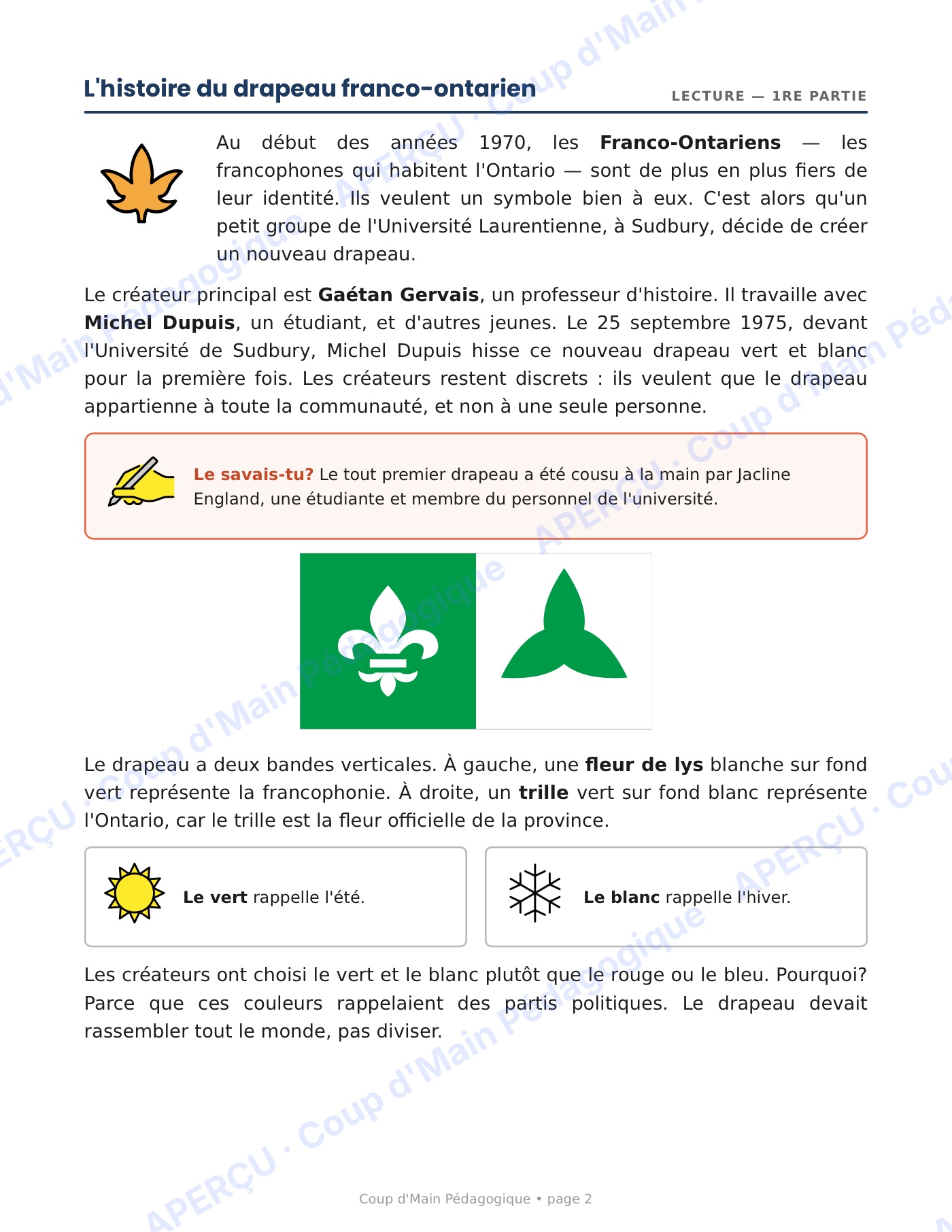 Page 2 — La Journée des Franco-Ontariens — 5e année