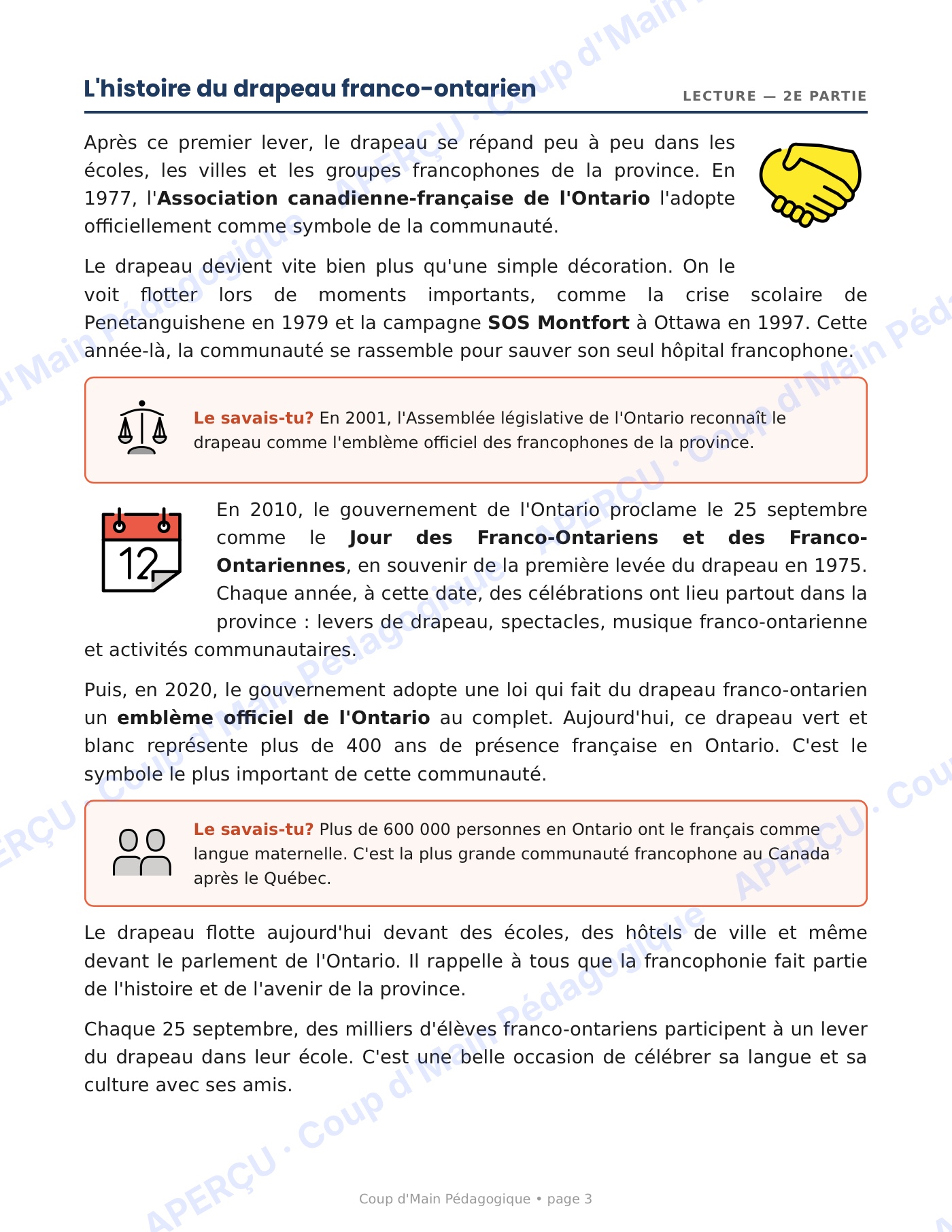 Page 3 — La Journée des Franco-Ontariens — 5e année