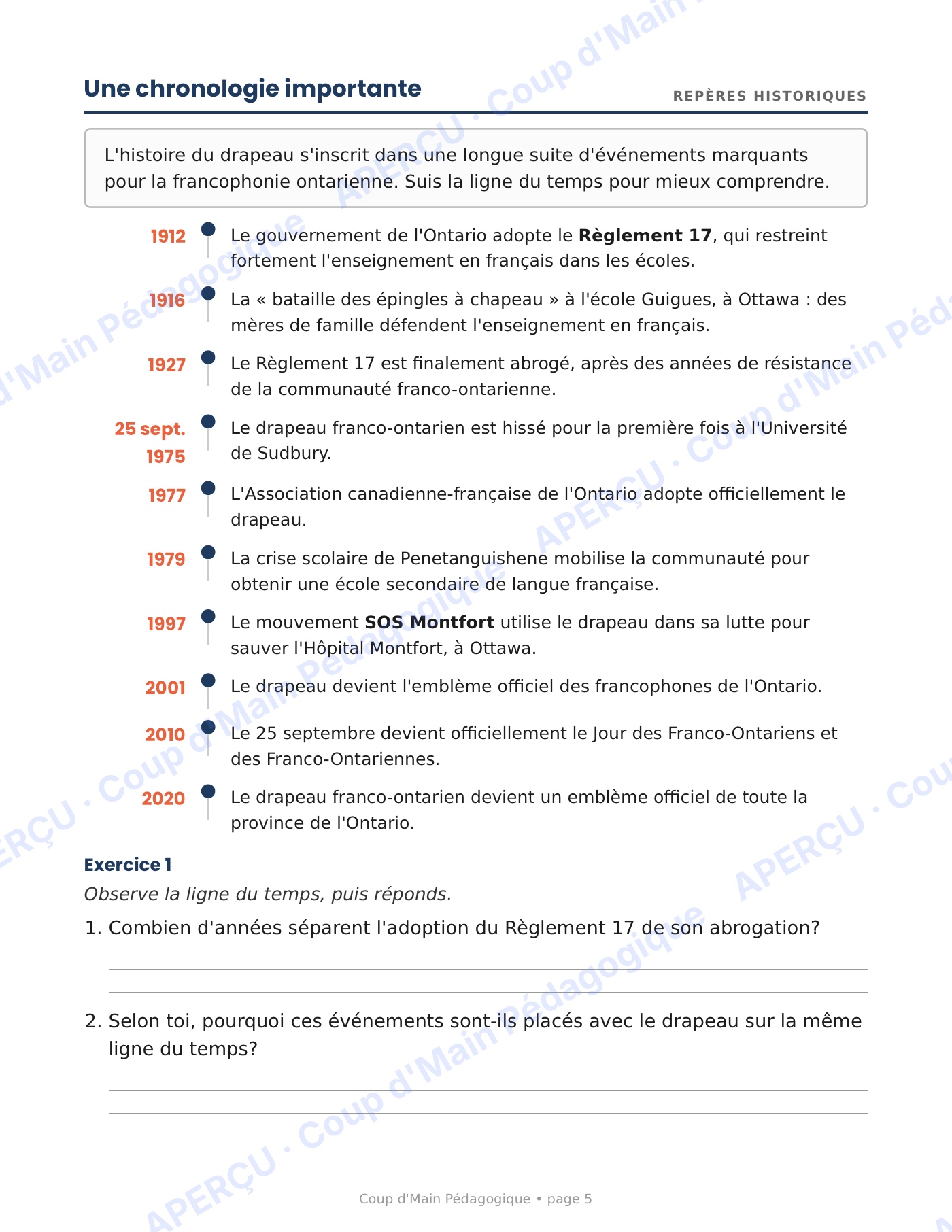 Page 5 — La Journée des Franco-Ontariens — 5e année