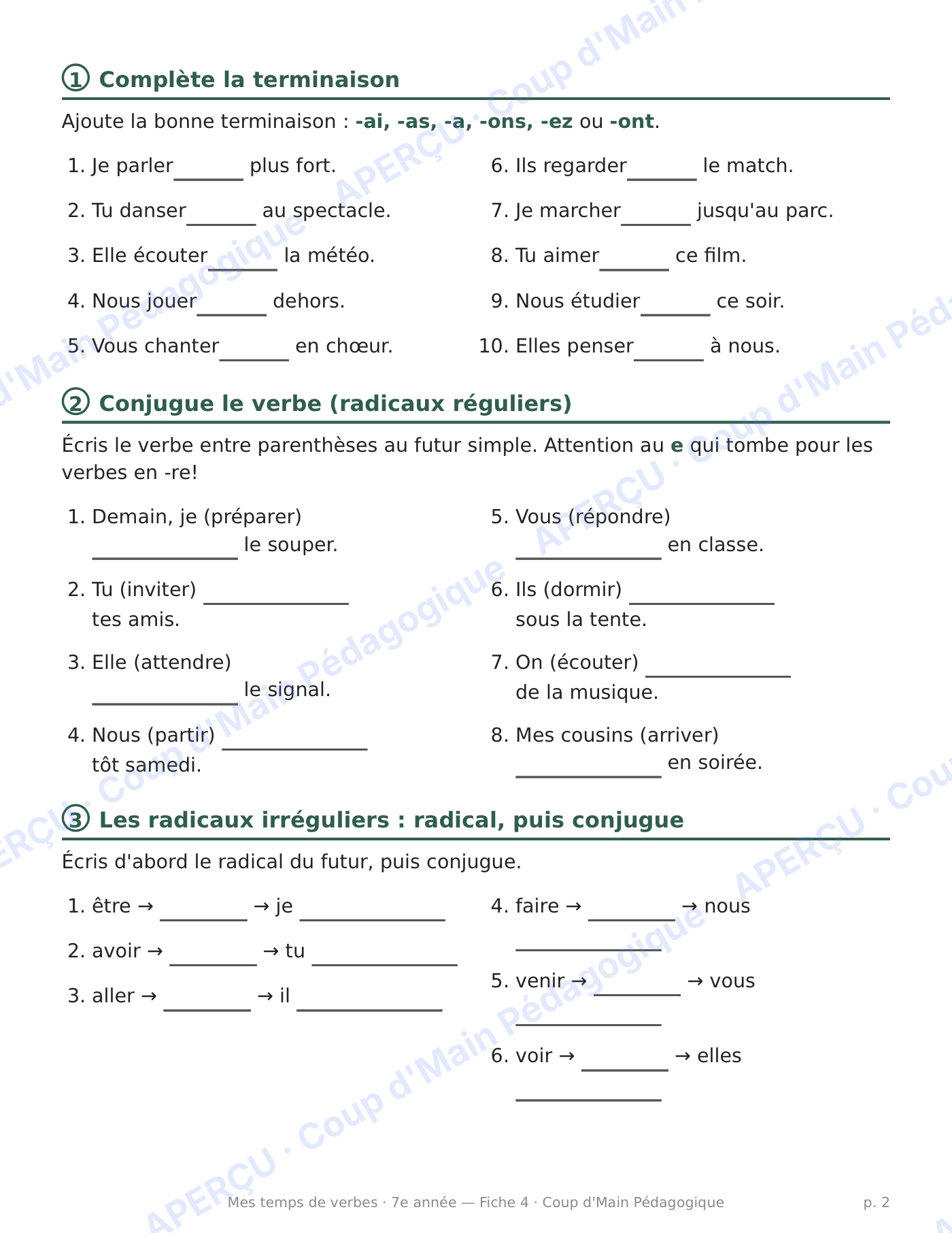 Page 2 — Le futur simple — 7e année