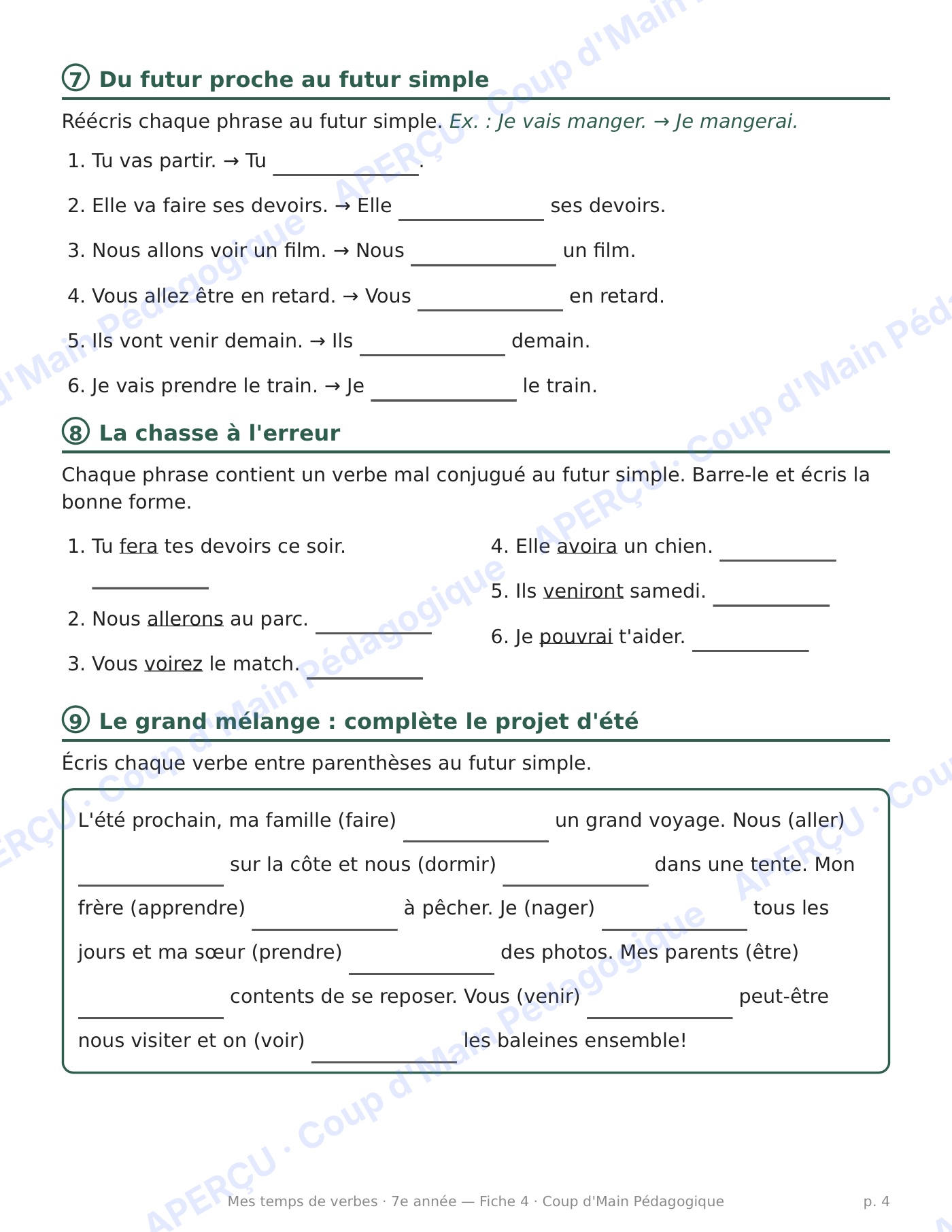Page 4 — Le futur simple — 7e année