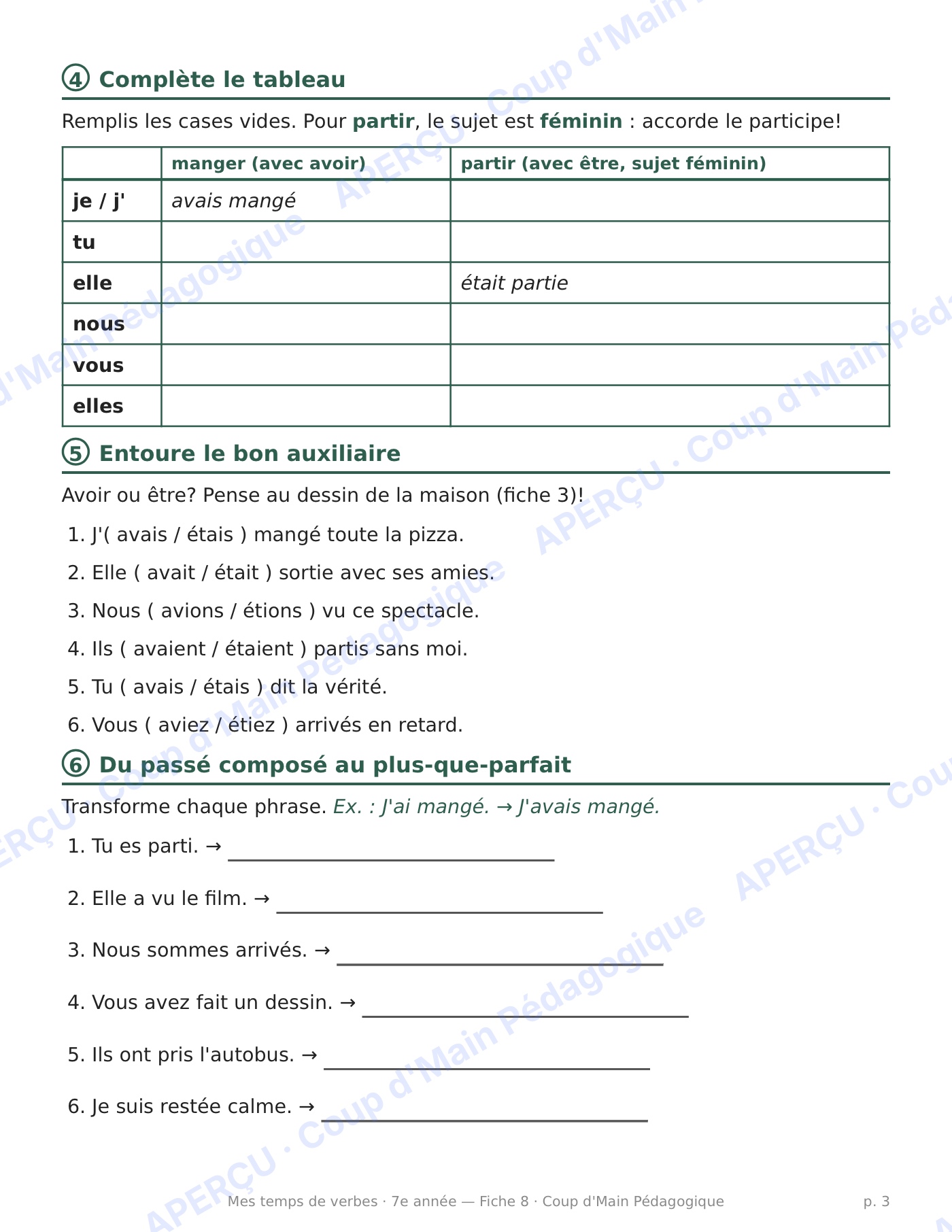 Page 3 — Le plus-que-parfait — 7e année