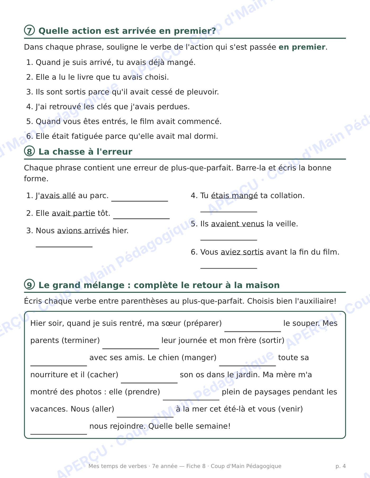 Page 4 — Le plus-que-parfait — 7e année