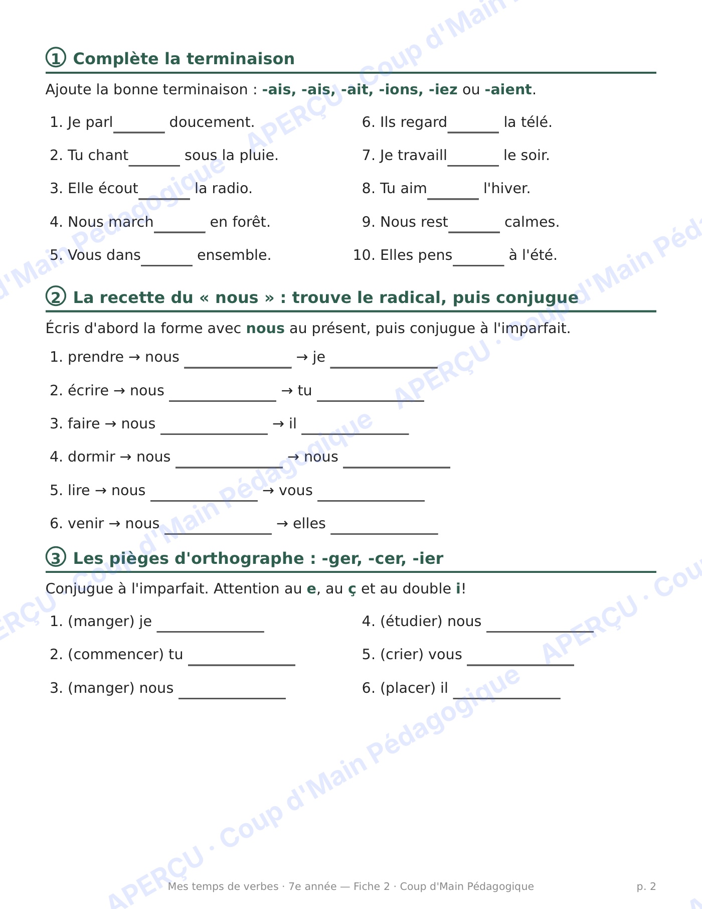 Page 8 — Mes temps de verbes — 7e année, série complète