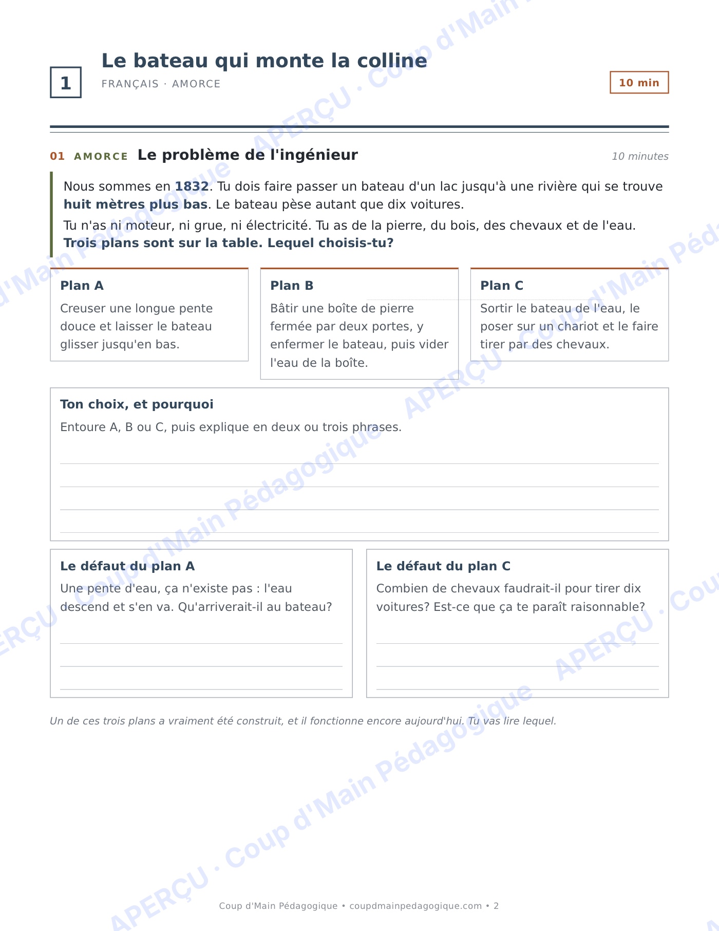 Page 2 — Journée de suppléance 3 — 4e année, canal Rideau