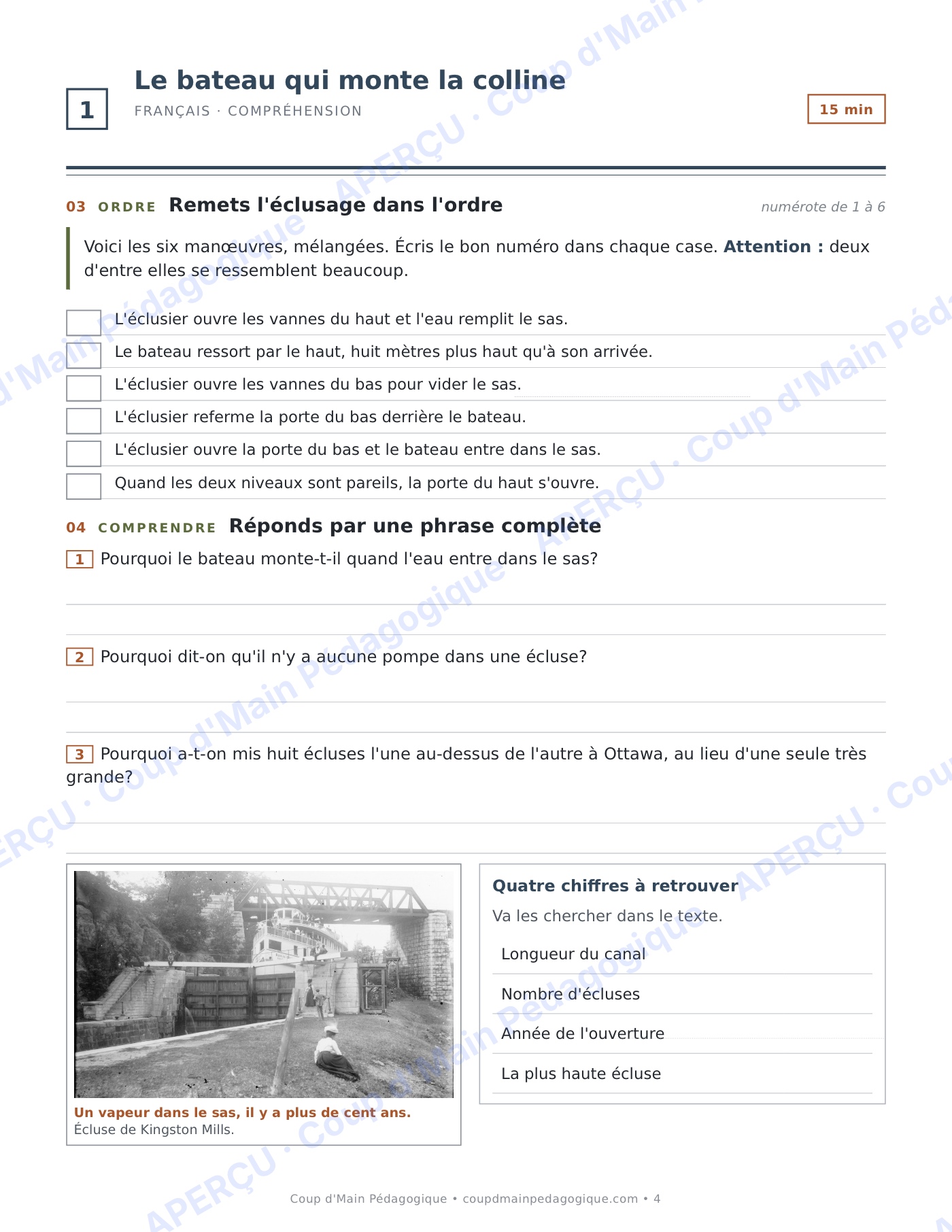 Page 4 — Journée de suppléance 3 — 4e année, canal Rideau