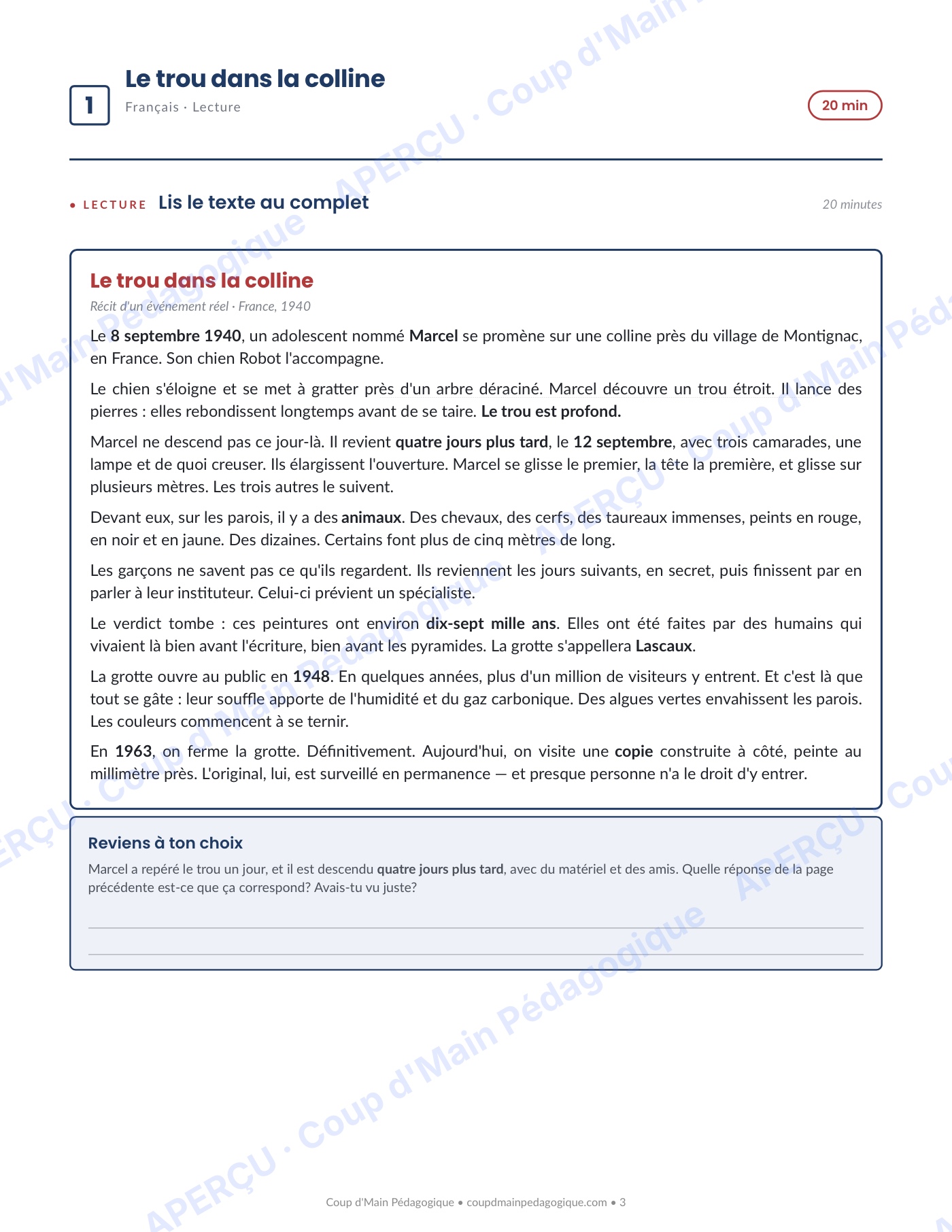 Page 3 — Journée de suppléance 2 — 4e année, Lascaux