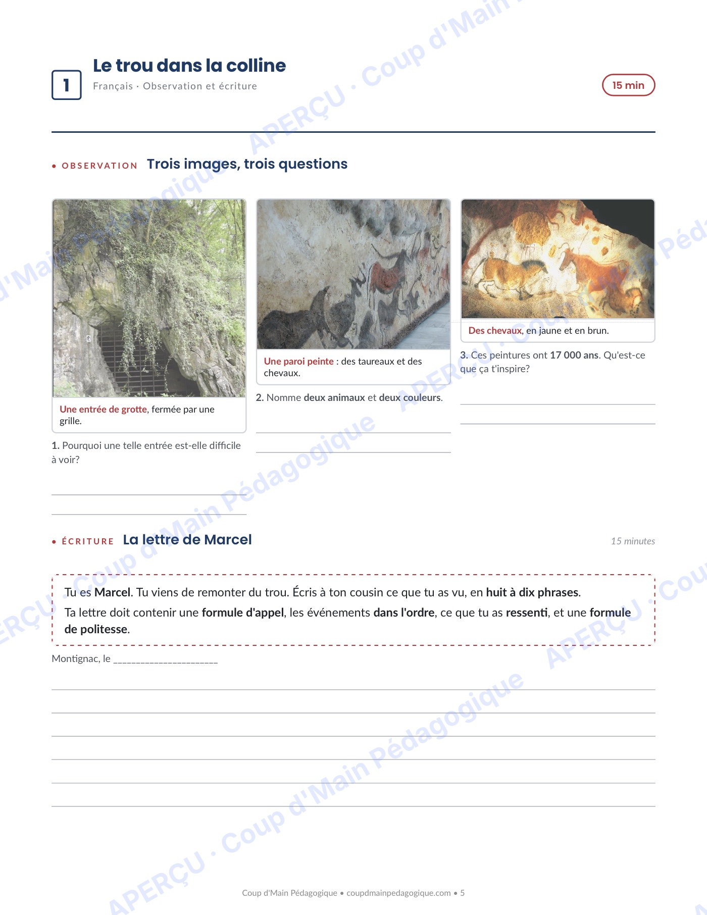 Page 5 — Journée de suppléance 2 — 4e année, Lascaux