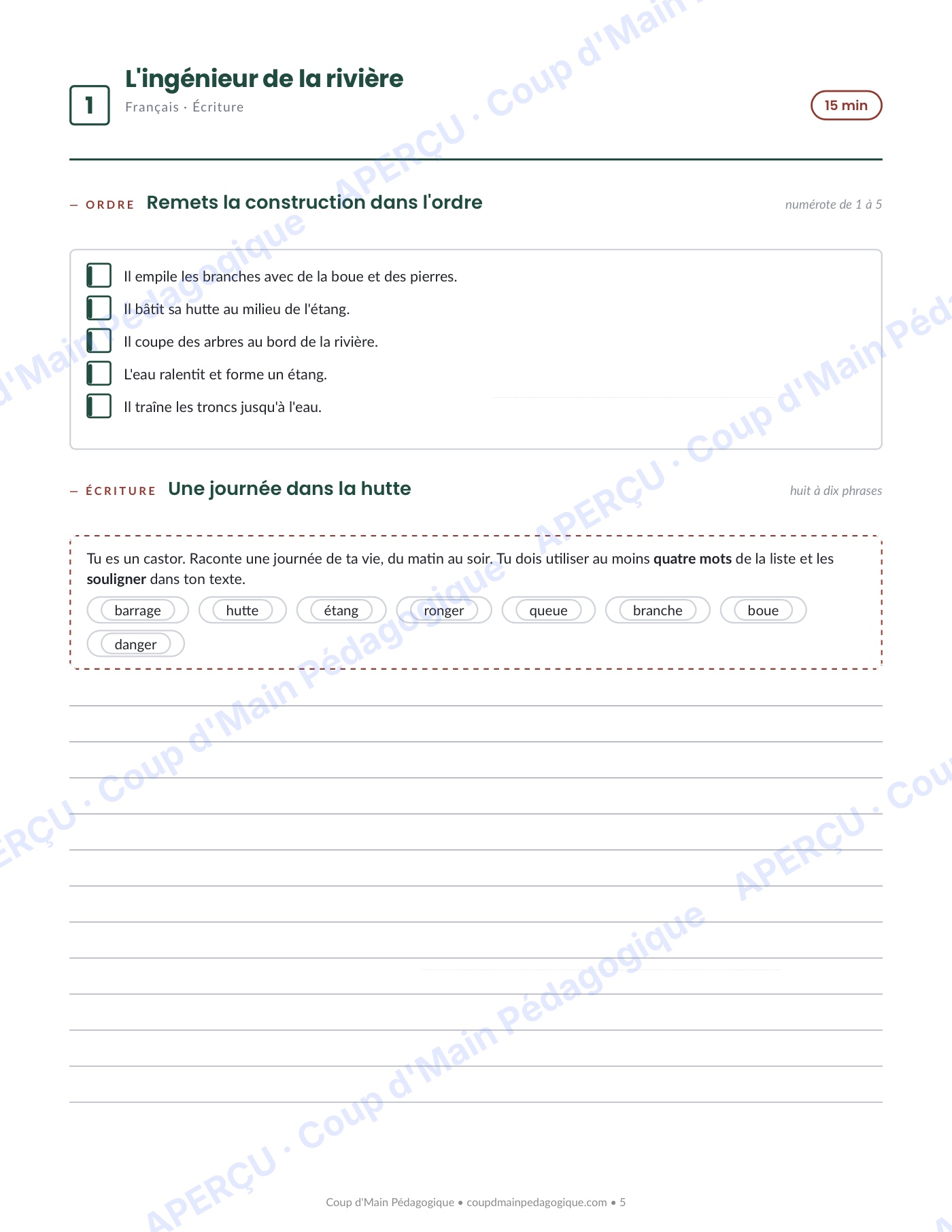 Page 5 — Journée de suppléance 1 — 4e année, les habitats