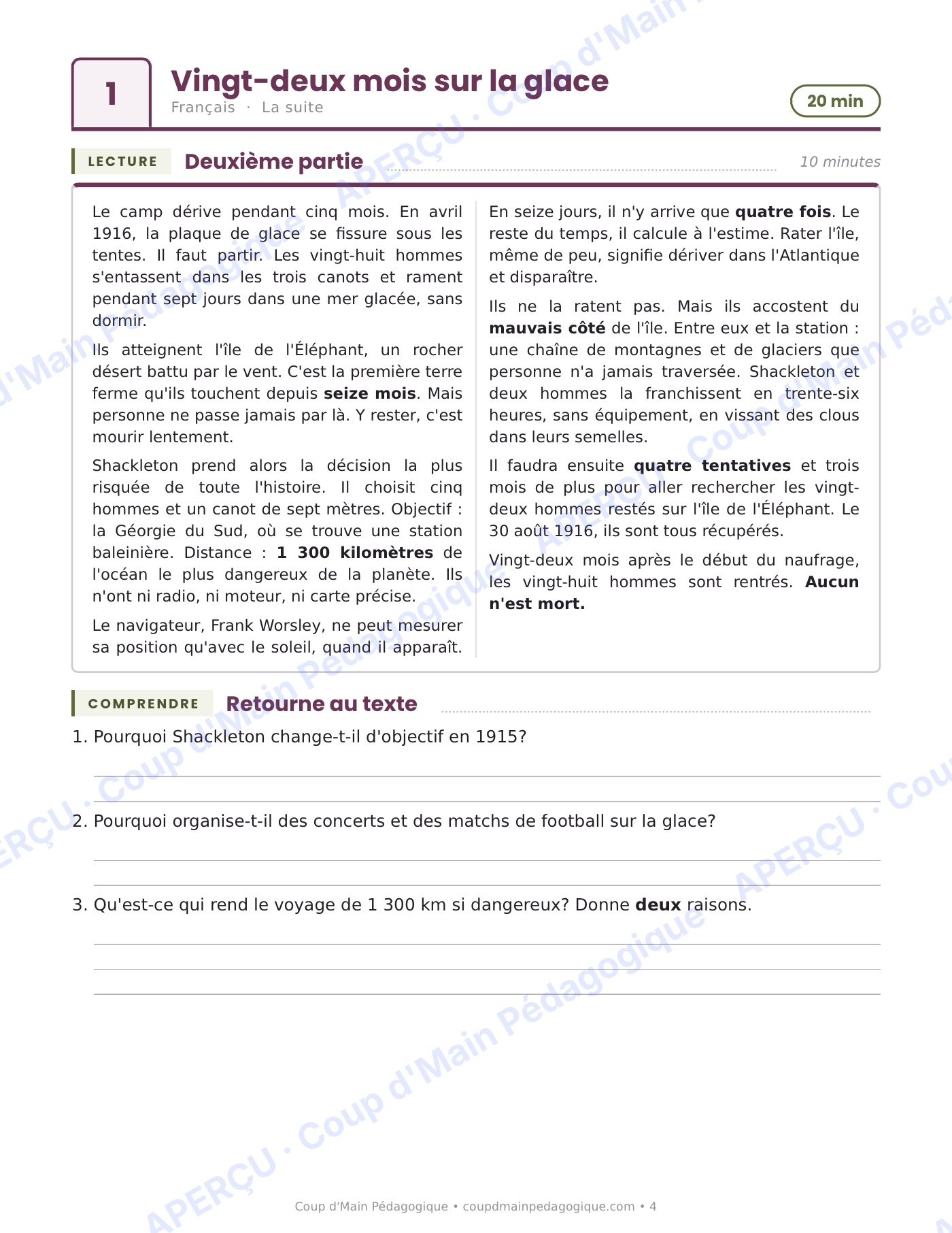 Page 4 — Journée de suppléance 2 — 5e année, l'Antarctique