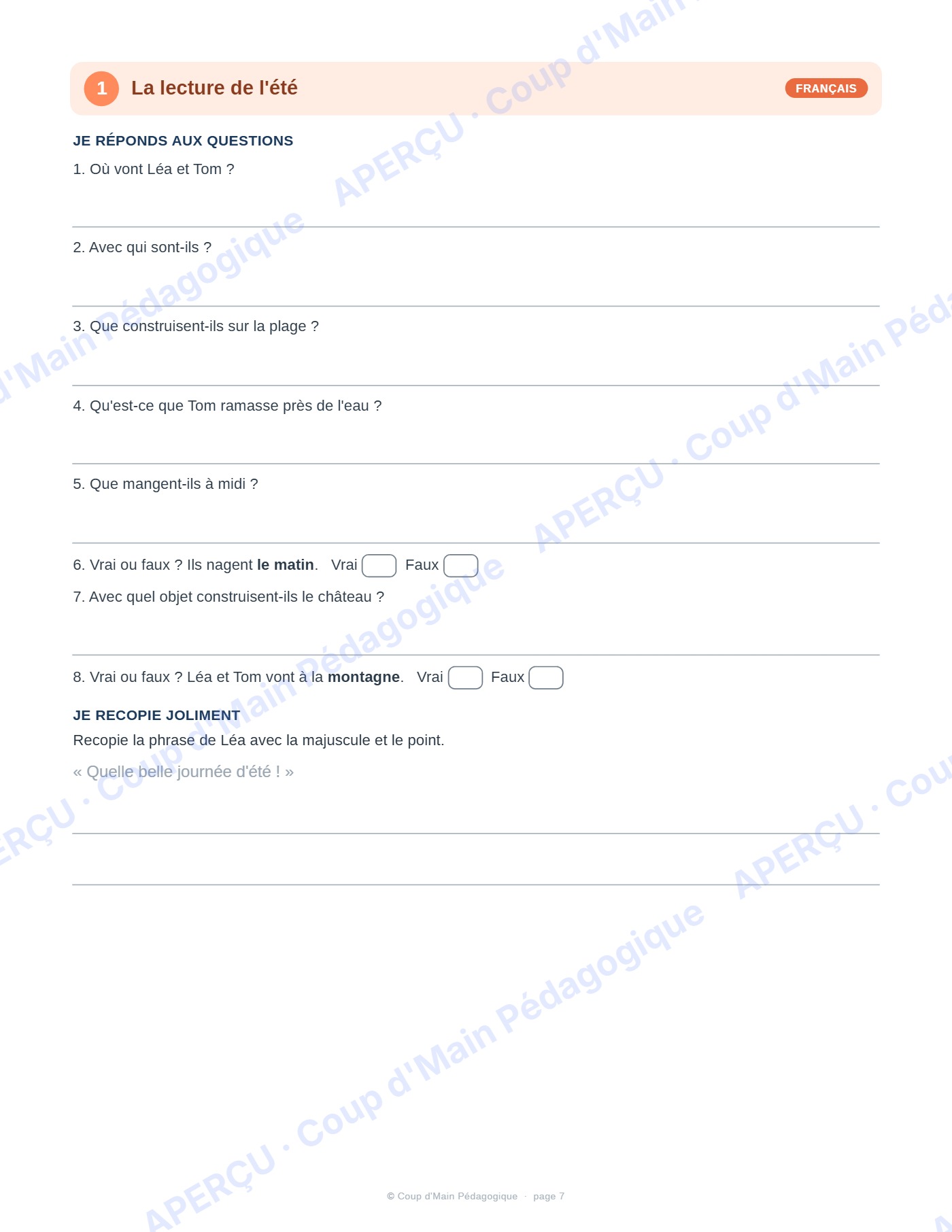 Page 7 — Cahier de vacances — 2e année