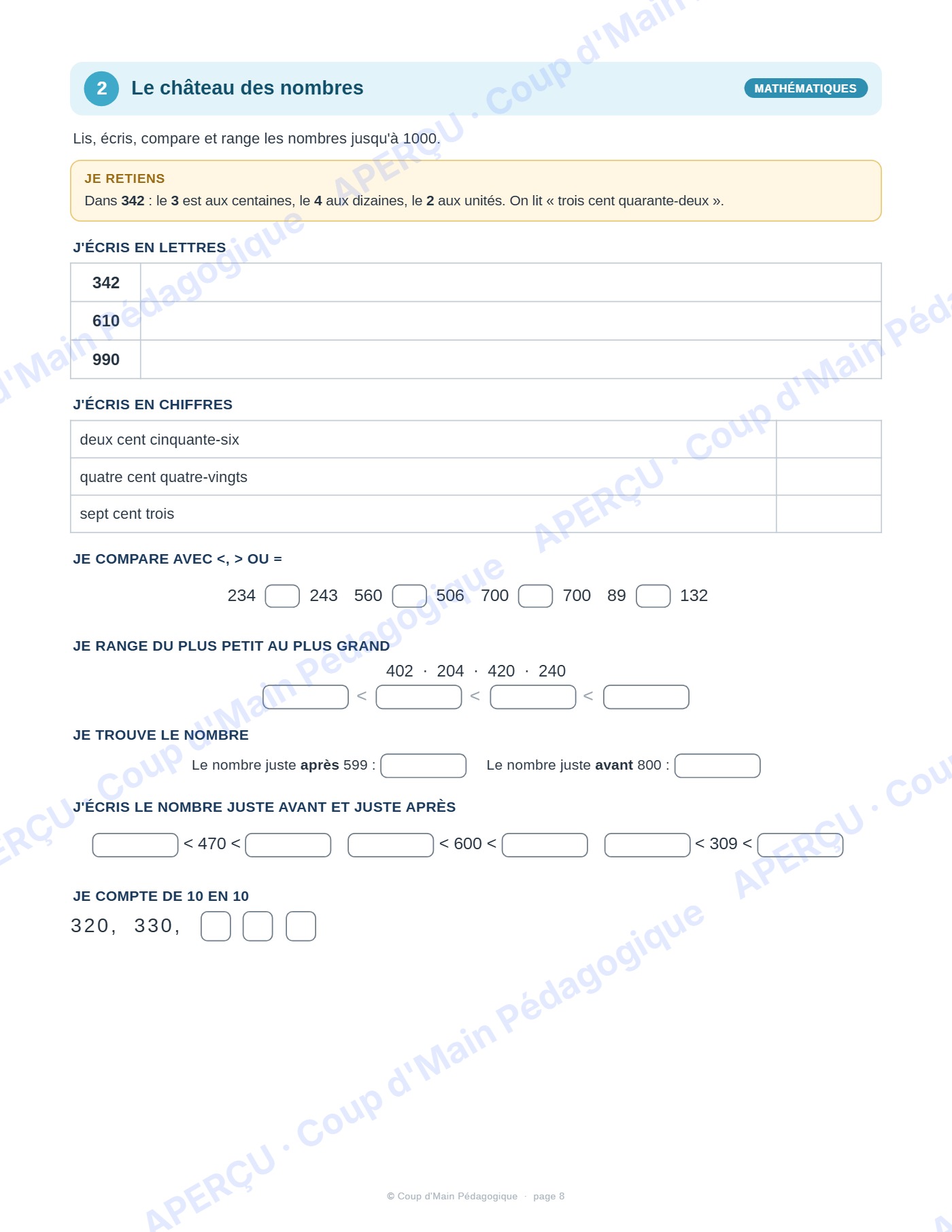 Page 8 — Cahier de vacances — 2e année