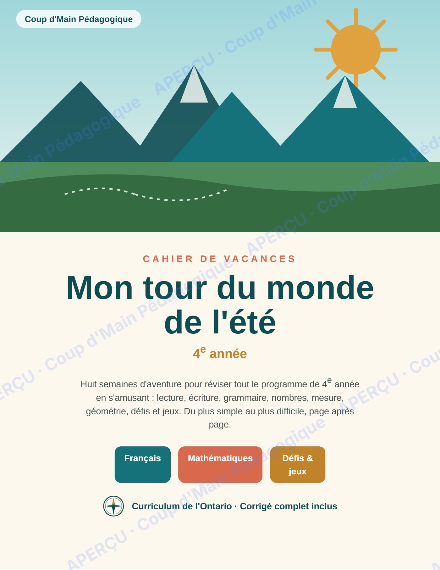 Page 1 — Cahier de vacances — 4e année, tour du monde