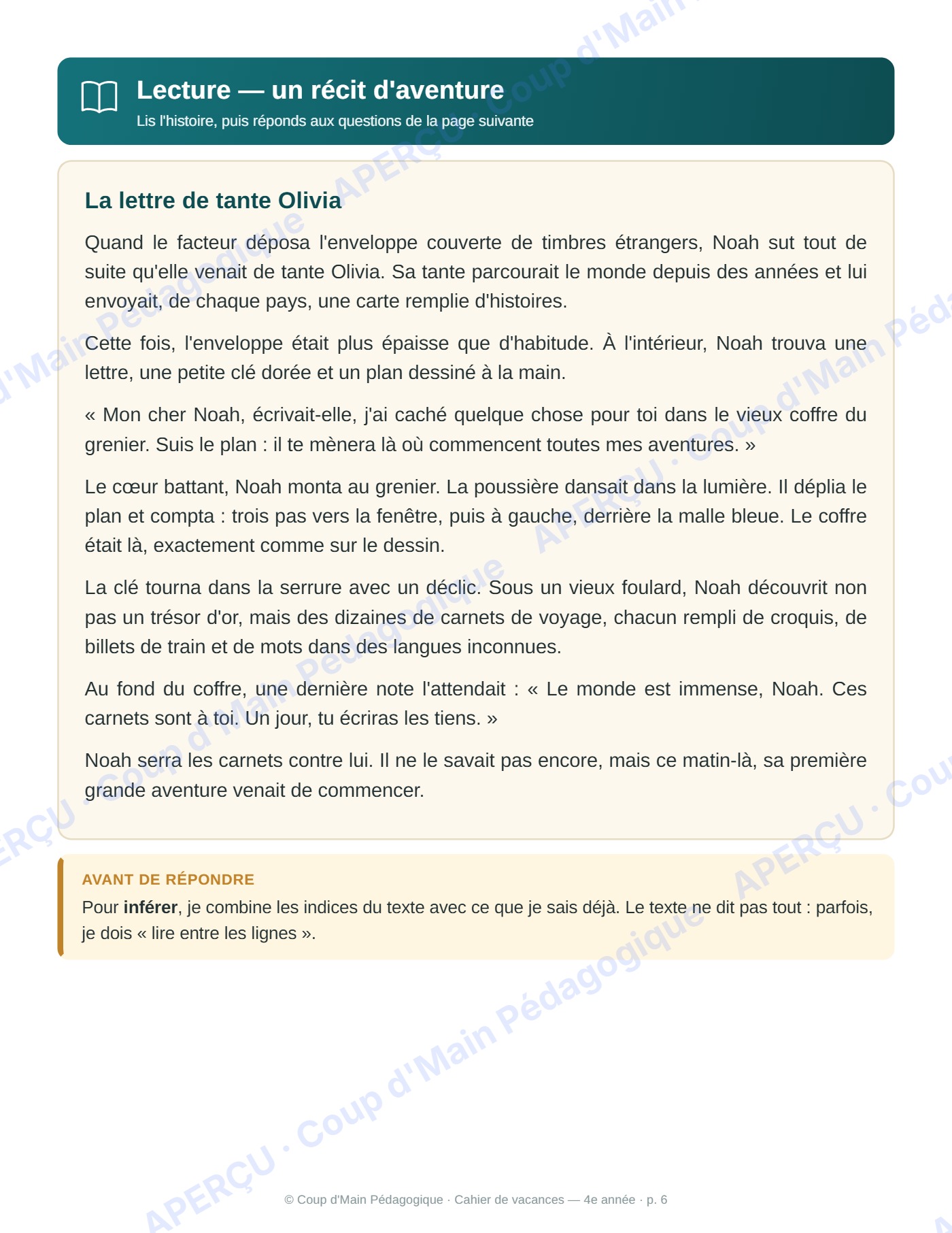 Page 6 — Cahier de vacances — 4e année, tour du monde