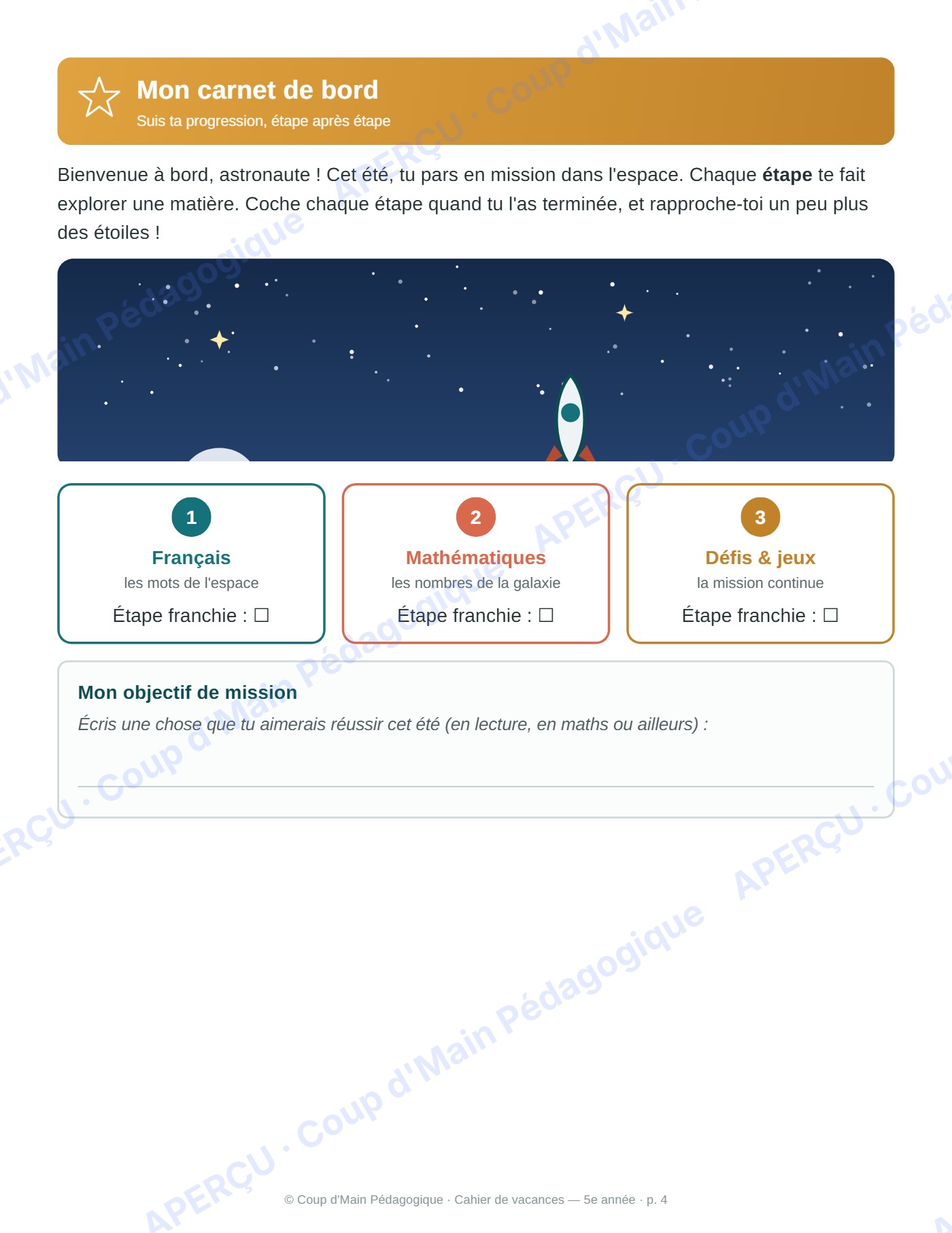 Page 4 — Cahier de vacances — 5e année, cap sur les étoiles