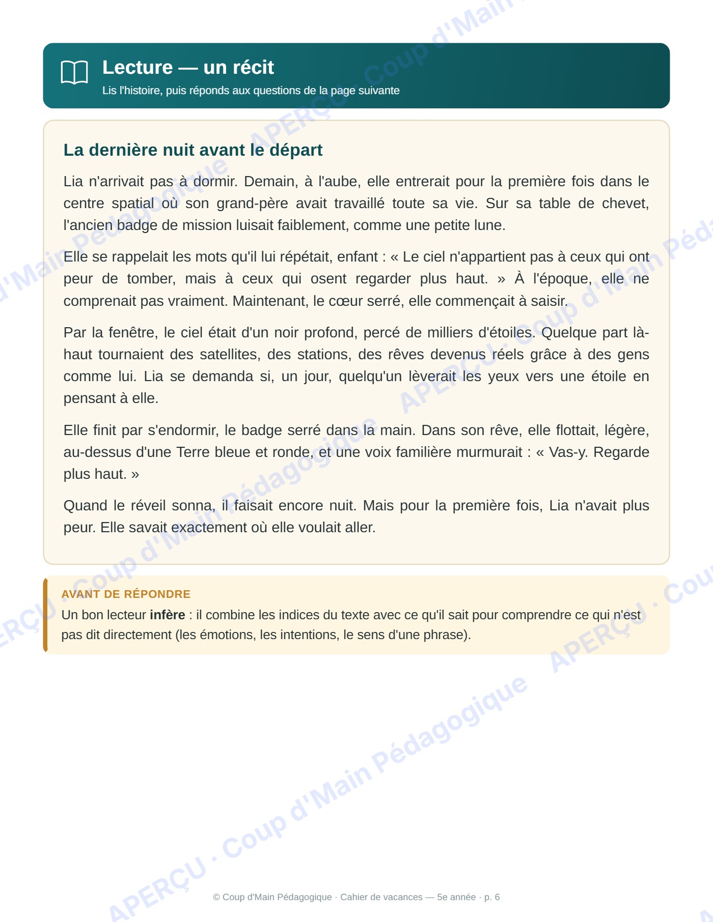 Page 6 — Cahier de vacances — 5e année, cap sur les étoiles