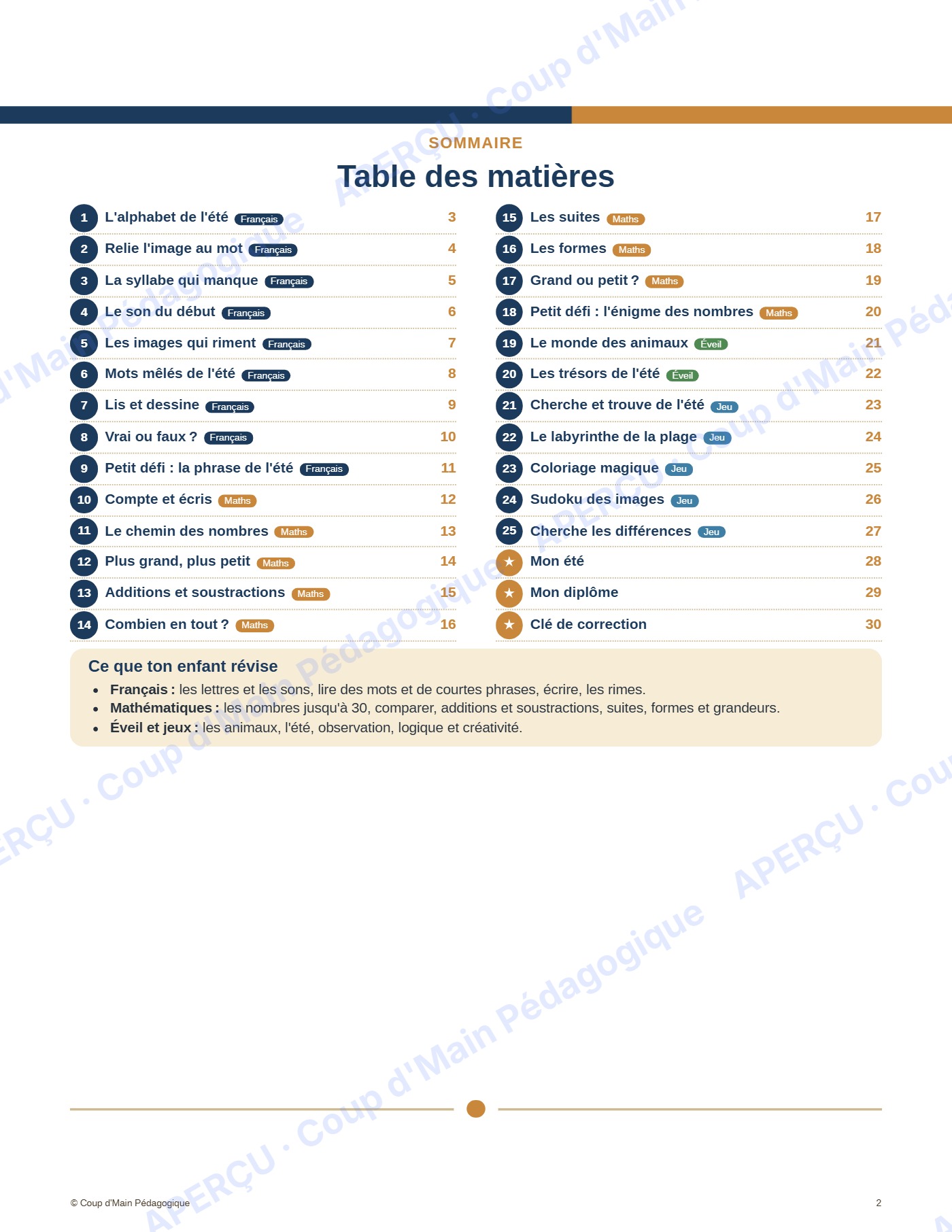 Page 3 — Cahier de vacances — 1re année