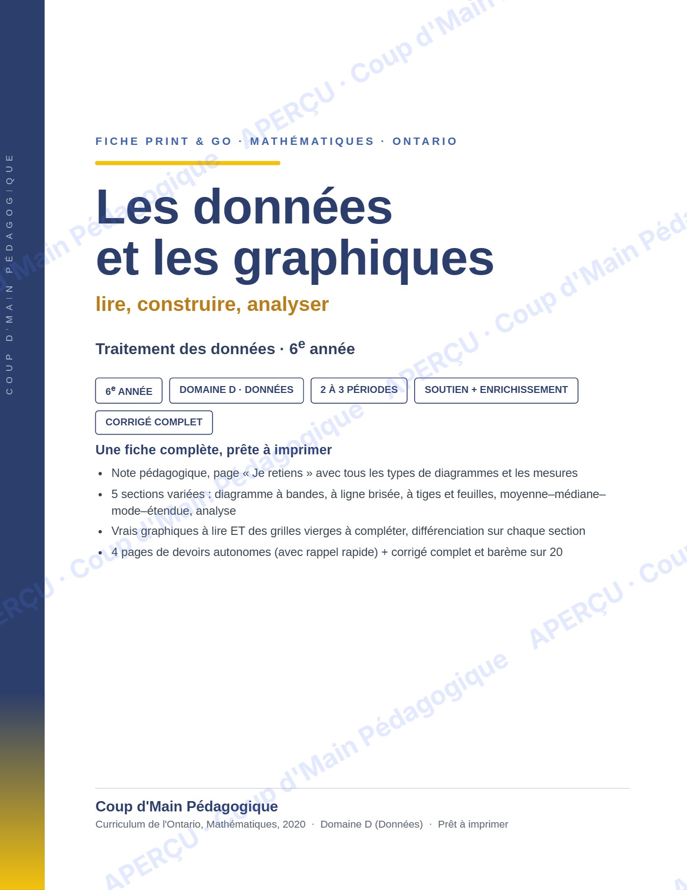 Page 2 — Les données et les graphiques — 6e année, fiche