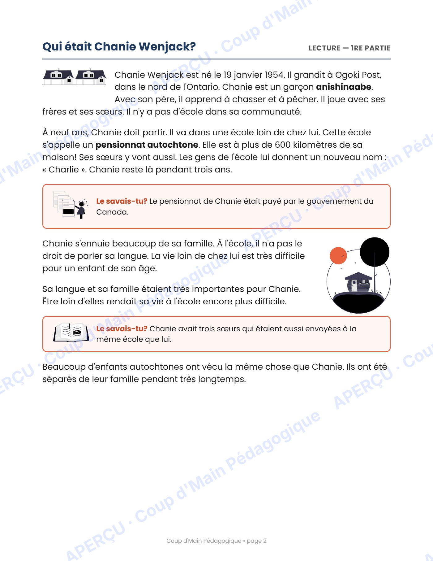 Page 2 — Chanie Wenjack — 3e année, lecture