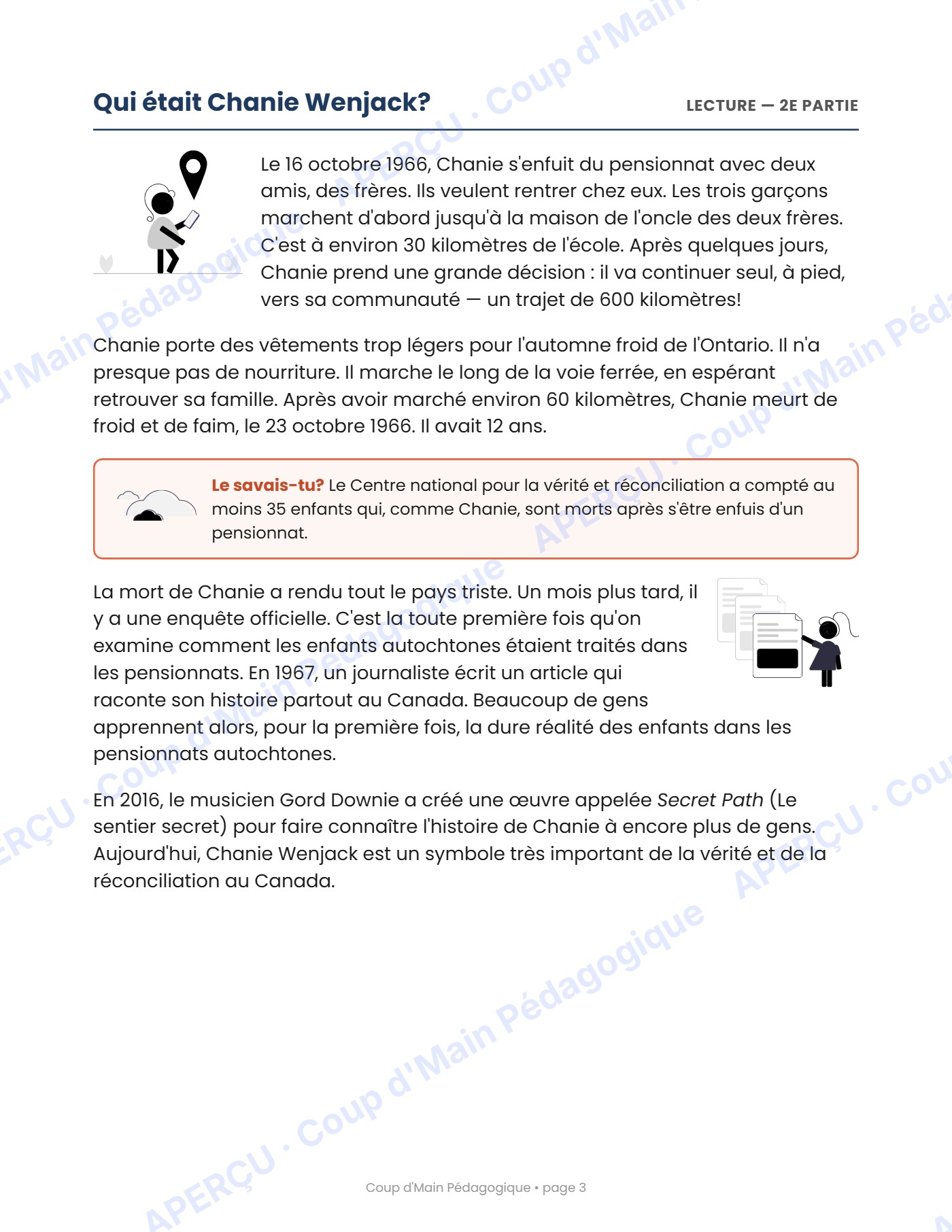 Page 3 — Chanie Wenjack — 4e année, lecture