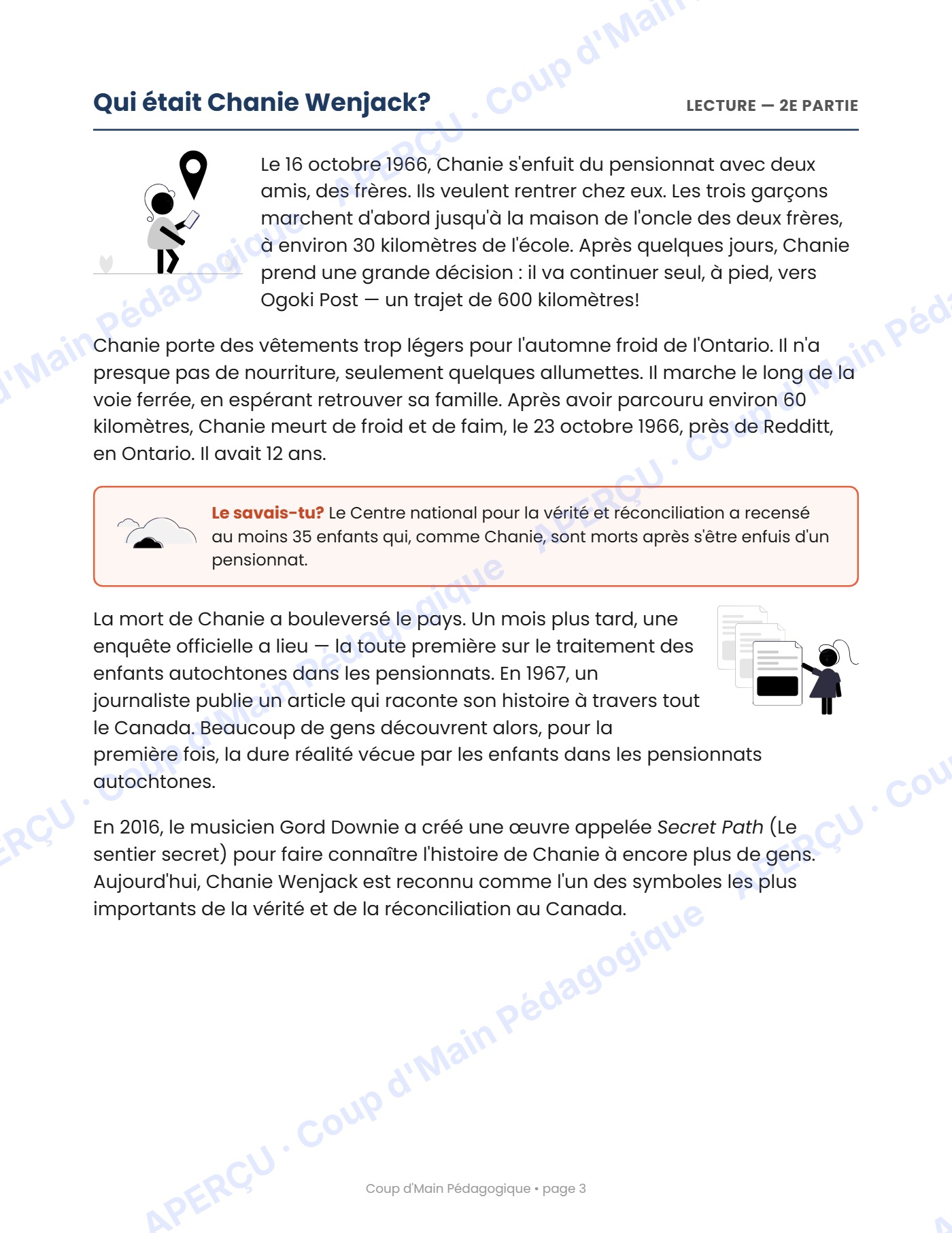 Page 3 — Chanie Wenjack — 6e année, lecture