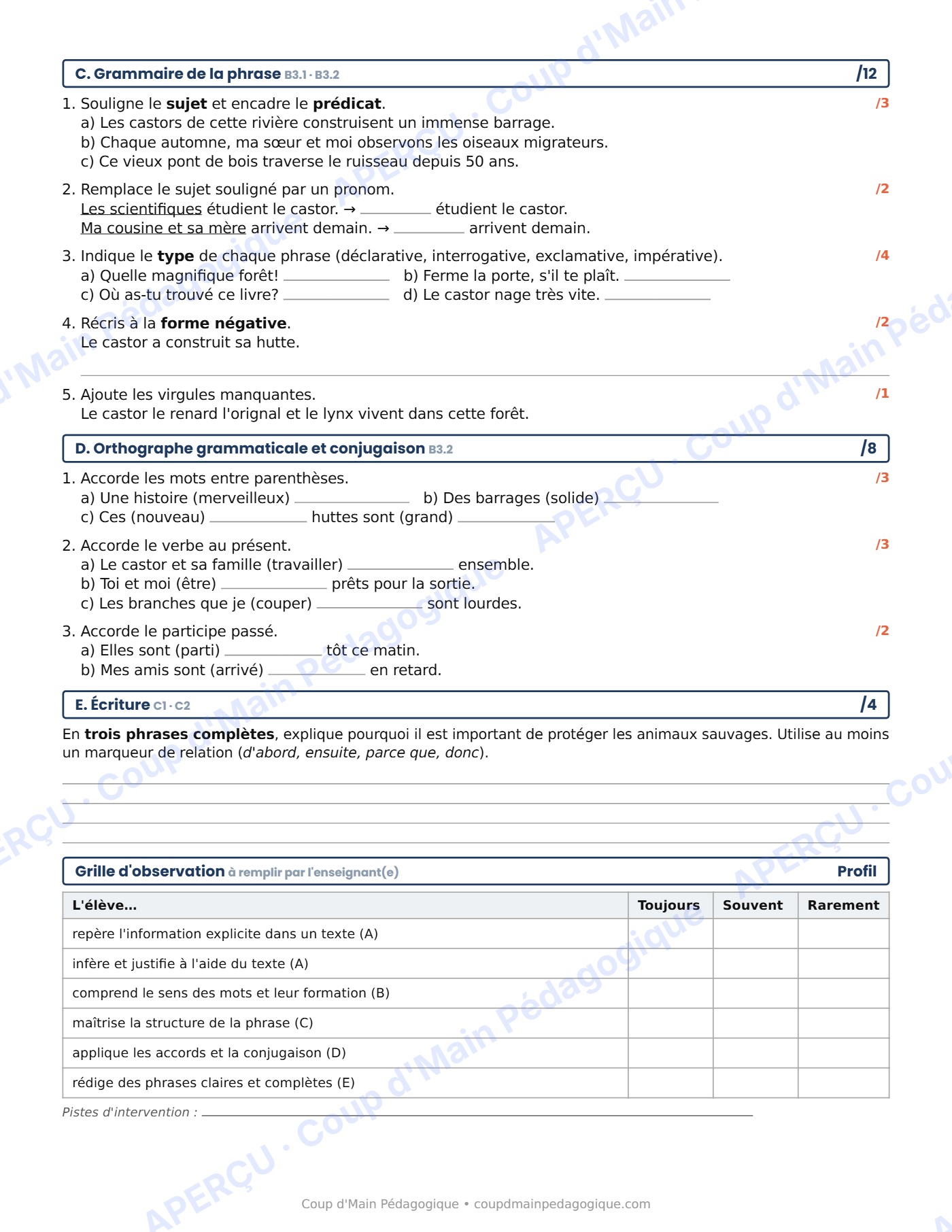 Page 2 — Évaluation diagnostique de français — 6e année