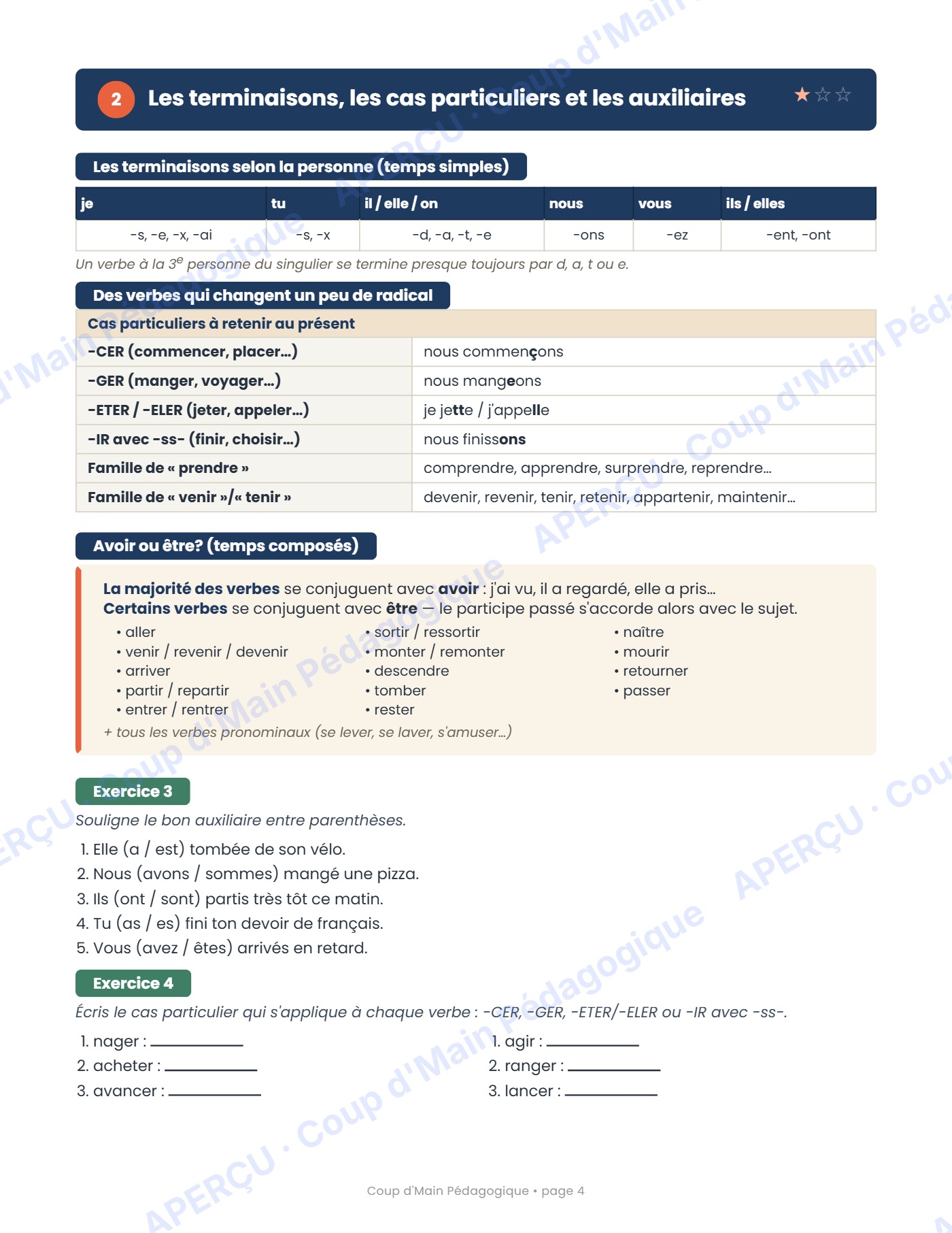 Page 4 — Mon cahier d'exercices de conjugaison — 6e année