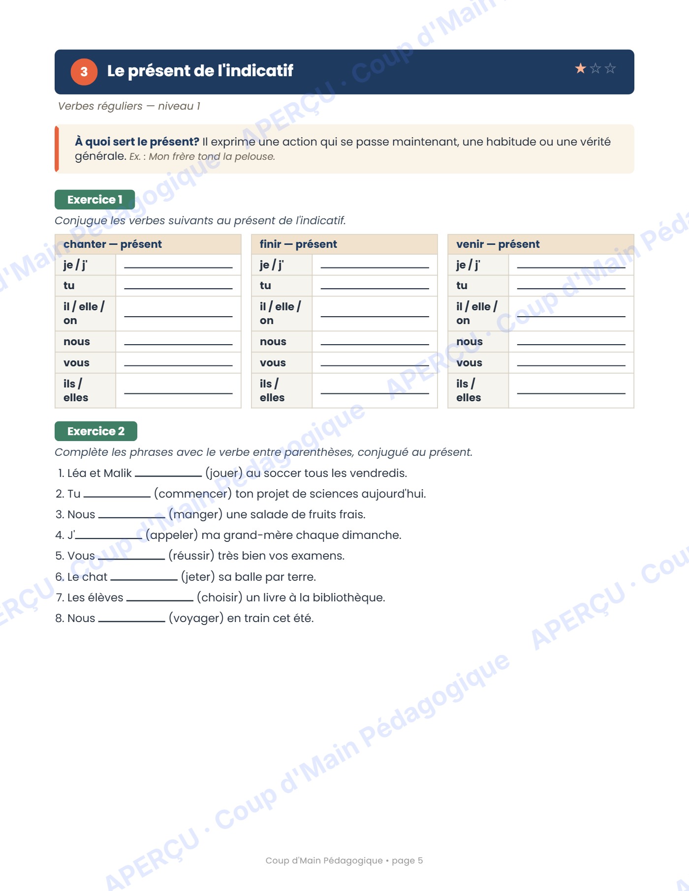 Page 5 — Mon cahier d'exercices de conjugaison — 6e année