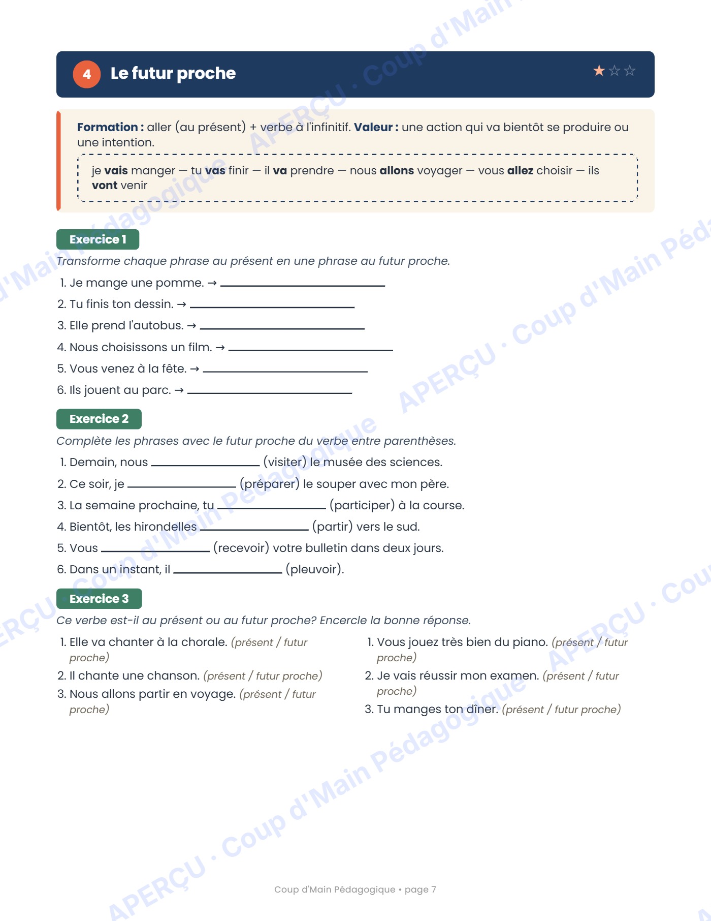 Page 7 — Mon cahier d'exercices de conjugaison — 6e année
