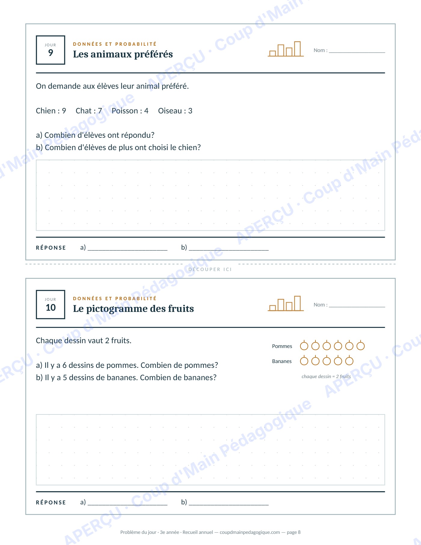 Page 8 — Problème du jour — 3e année, recueil annuel