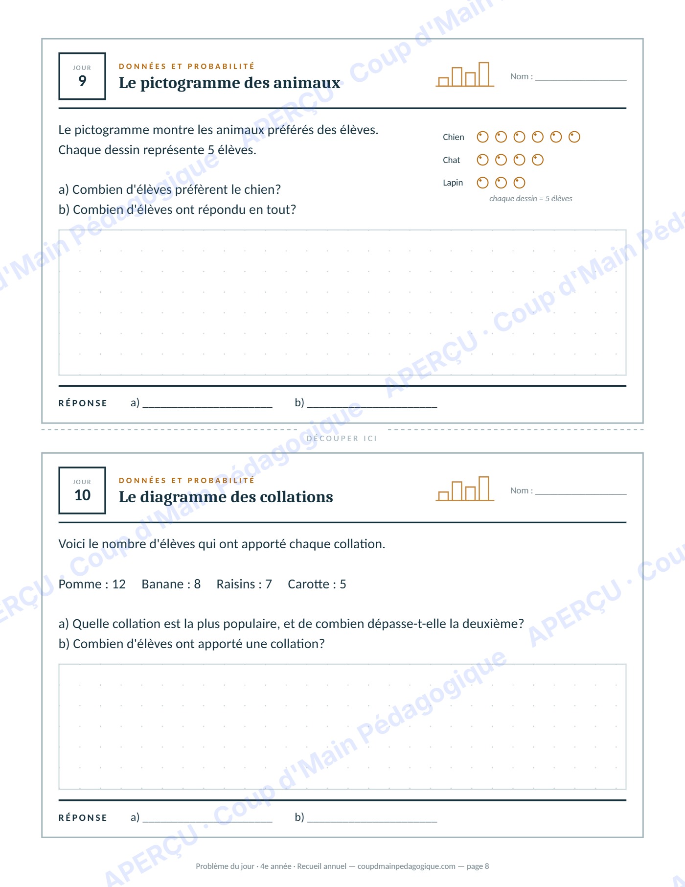 Page 8 — Problème du jour — 4e année, recueil annuel