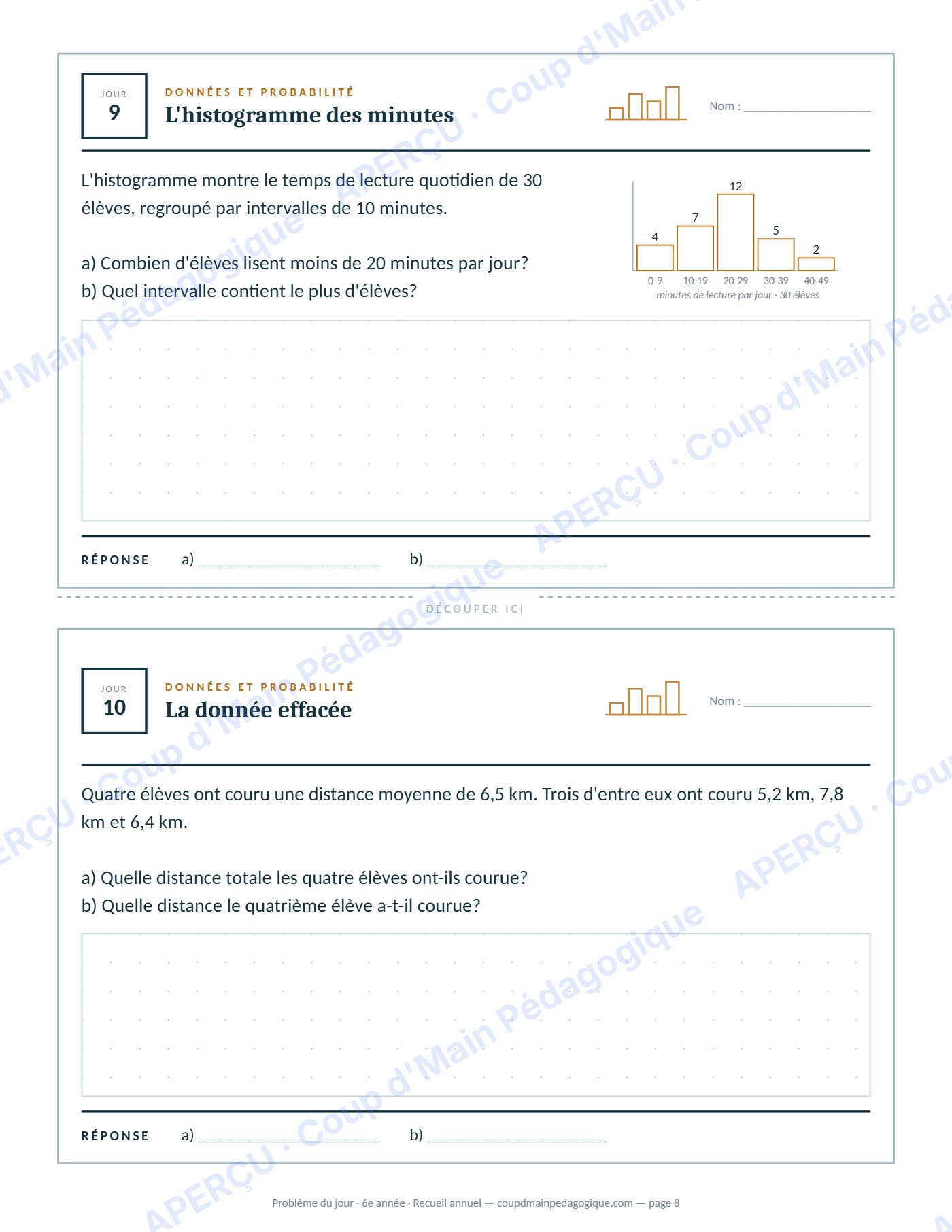 Page 8 — Problème du jour — 6e année, recueil annuel