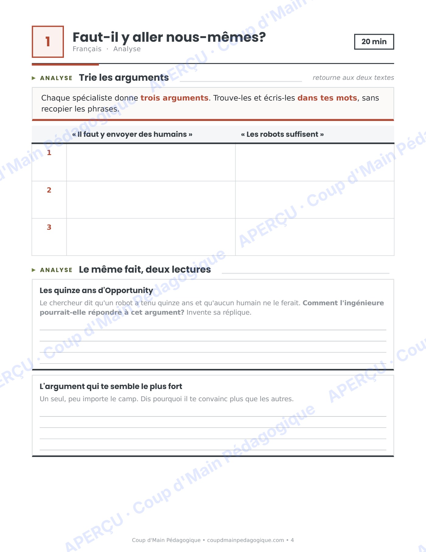Page 4 — Journée de suppléance 3 — 5e année, Mars