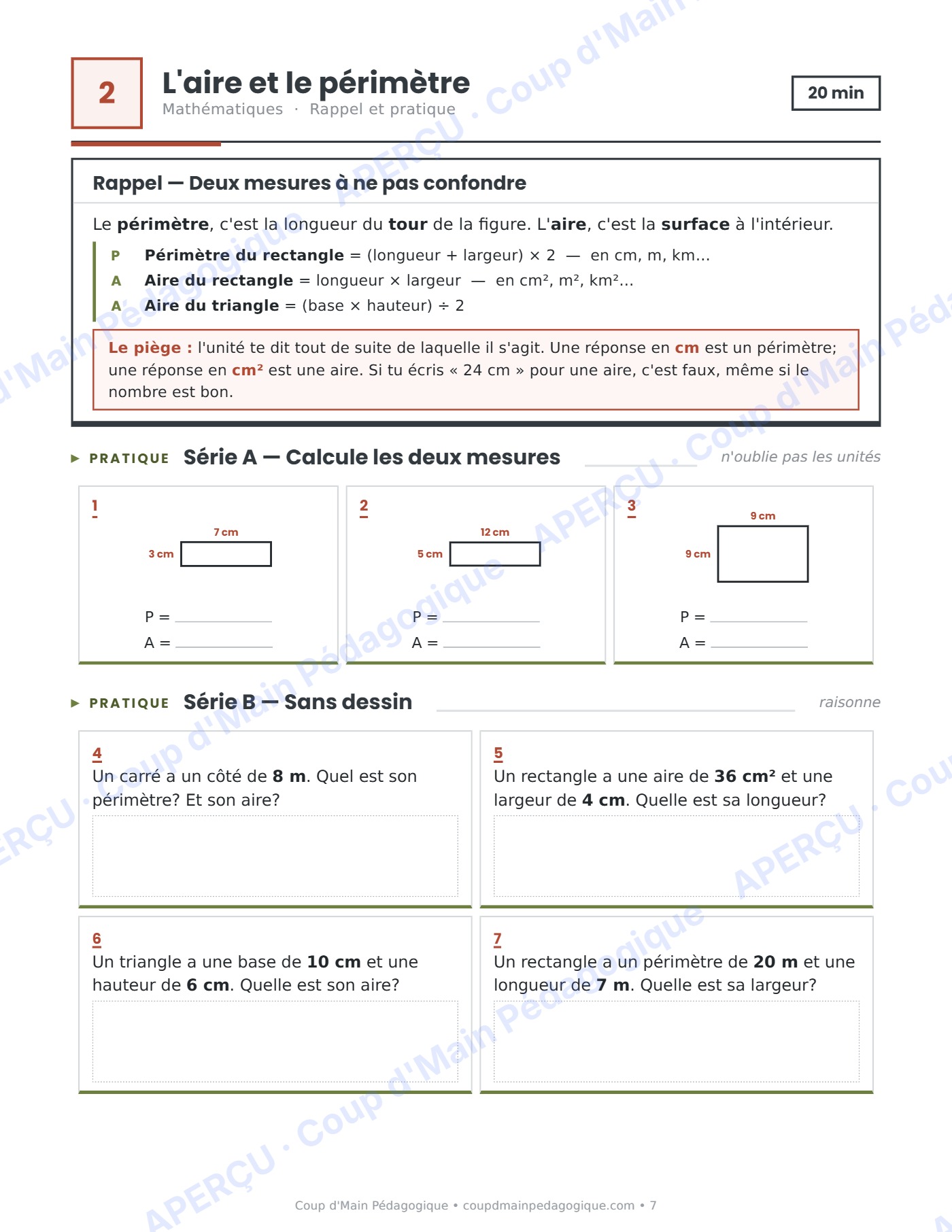 Page 7 — Journée de suppléance 3 — 5e année, Mars