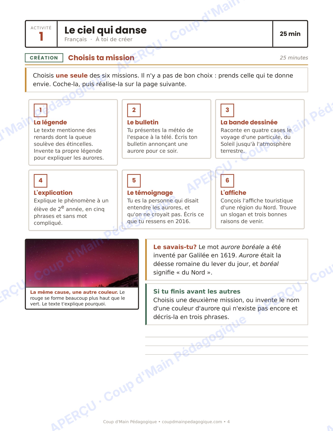 Page 4 — Journée de suppléance 2 — 6e année, les aurores
