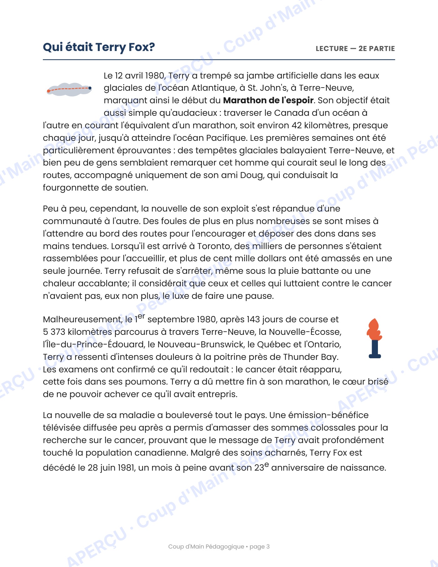 Page 3 — Terry Fox — 5e-6e année, lecture