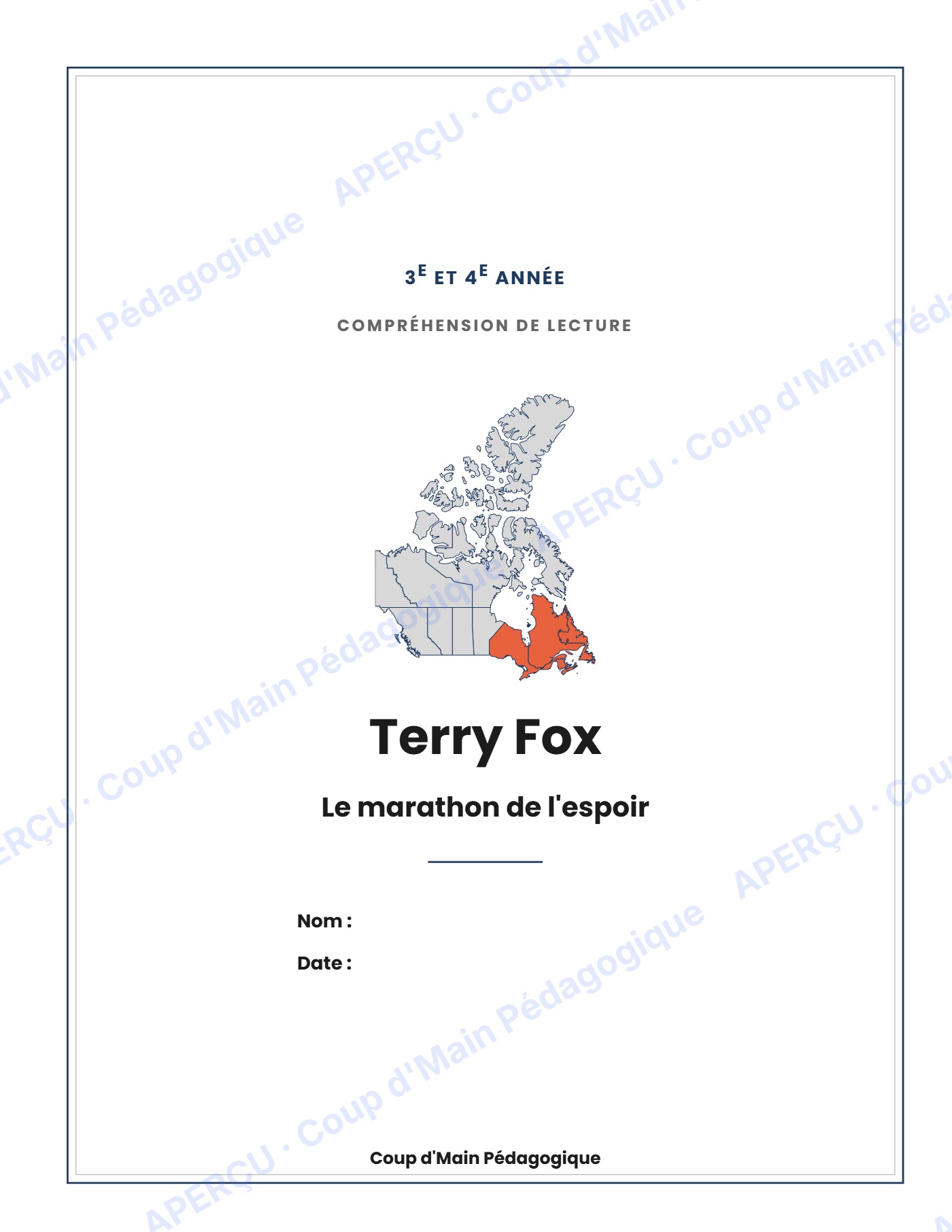 Page 1 — Terry Fox — 3e-4e année, lecture