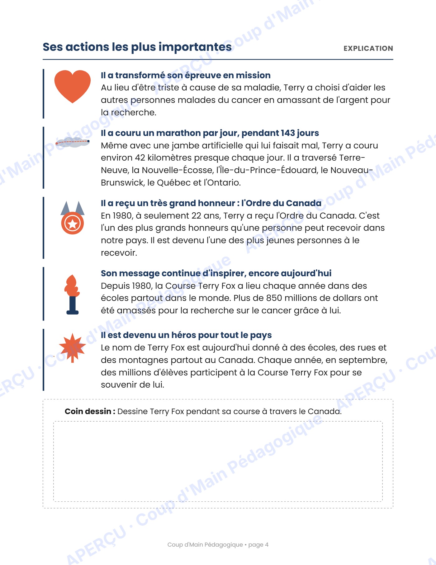 Page 4 — Terry Fox — 3e-4e année, lecture