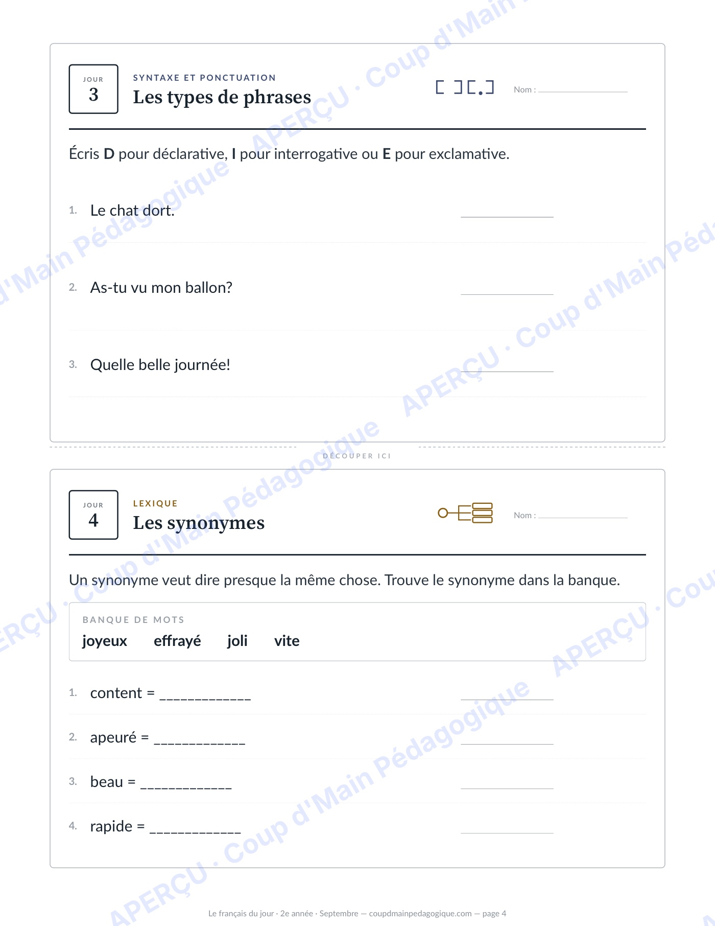 Page 4 — Le français du jour — 2e année, année complète