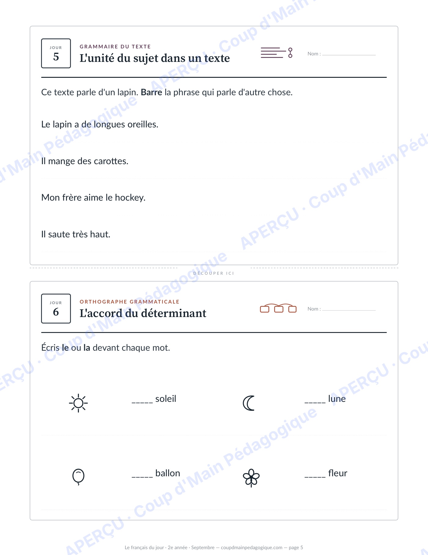 Page 5 — Le français du jour — 2e année, année complète