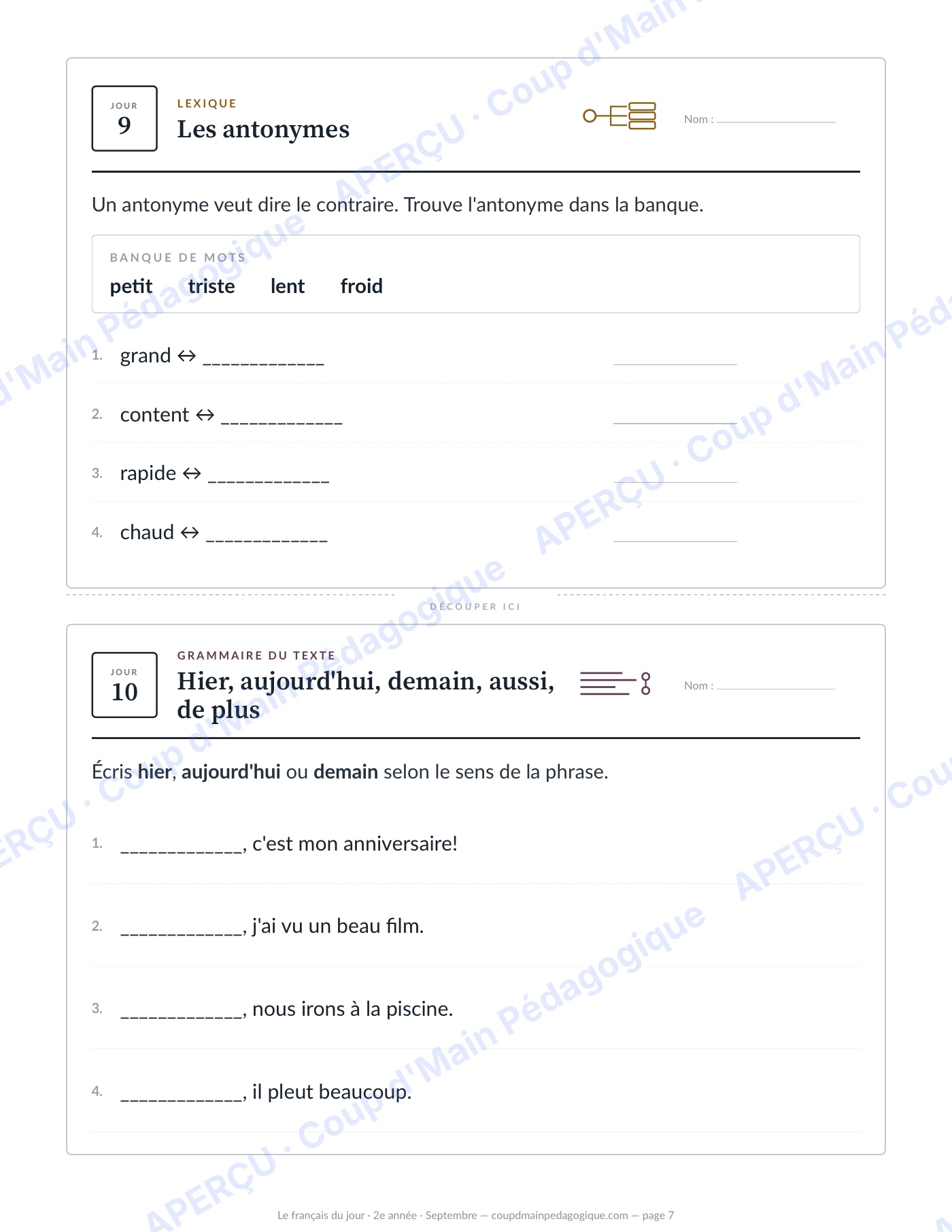 Page 7 — Le français du jour — 2e année, année complète