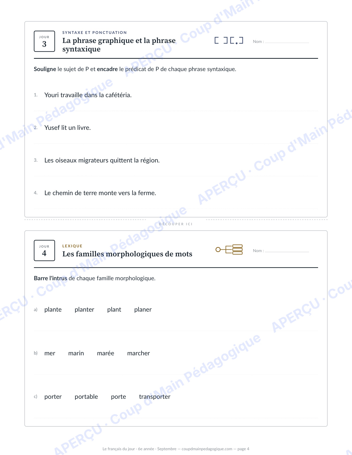 Page 4 — Le français du jour — 6e année, année complète
