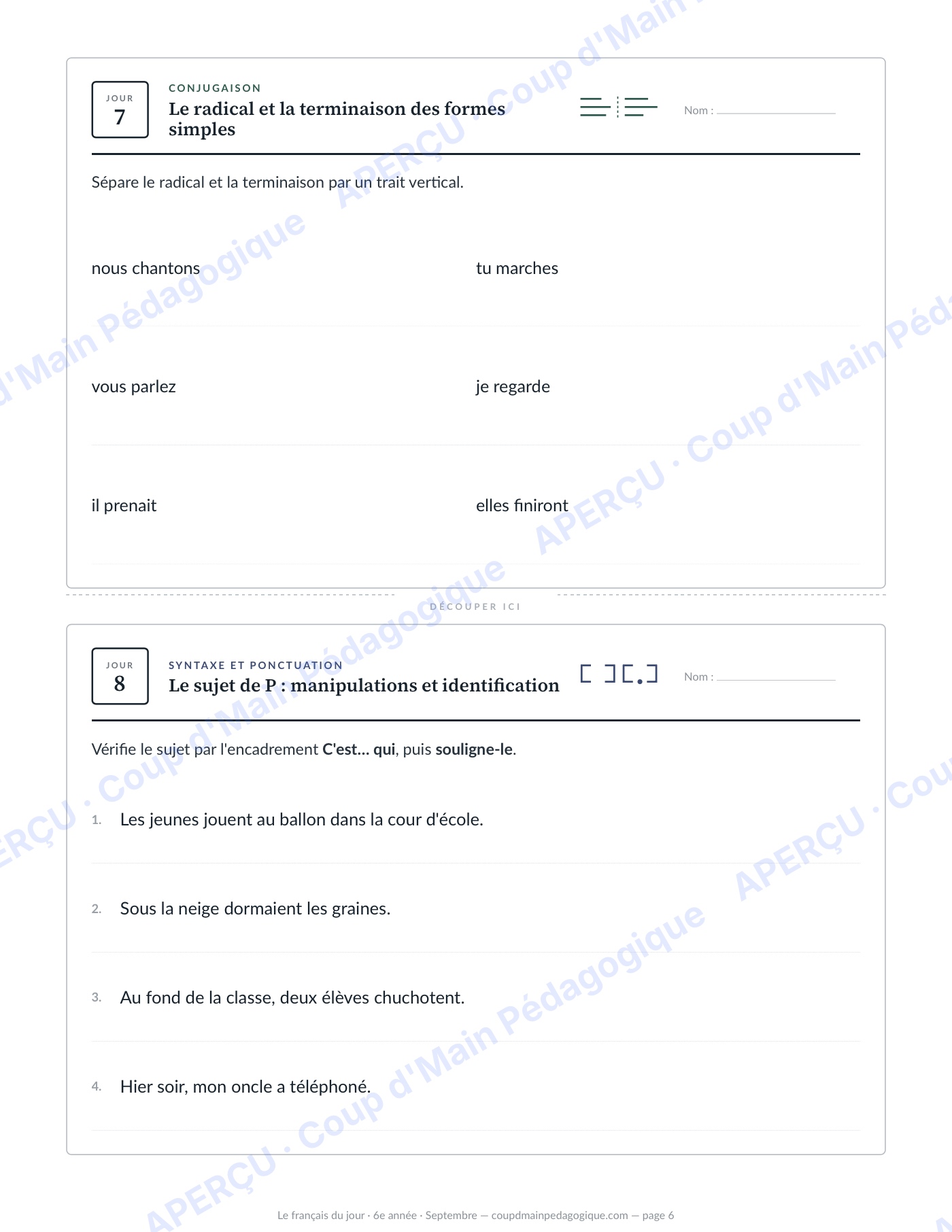Page 6 — Le français du jour — 6e année, année complète