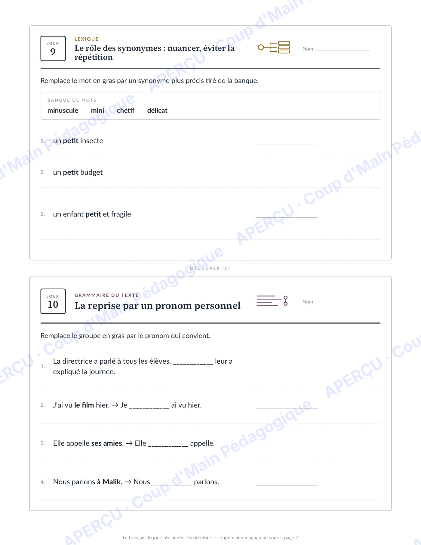 Page 7 — Le français du jour — 6e année, année complète