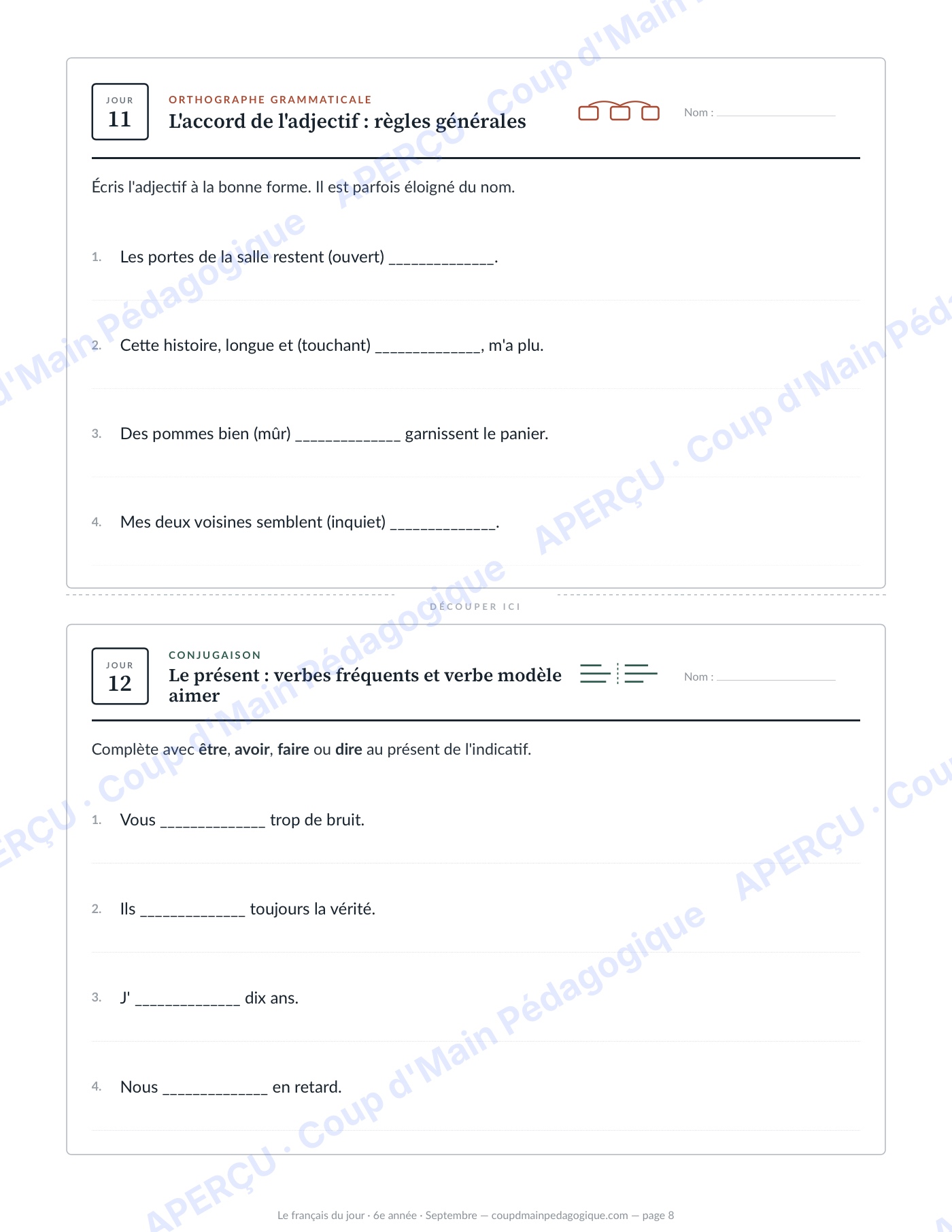 Page 8 — Le français du jour — 6e année, année complète
