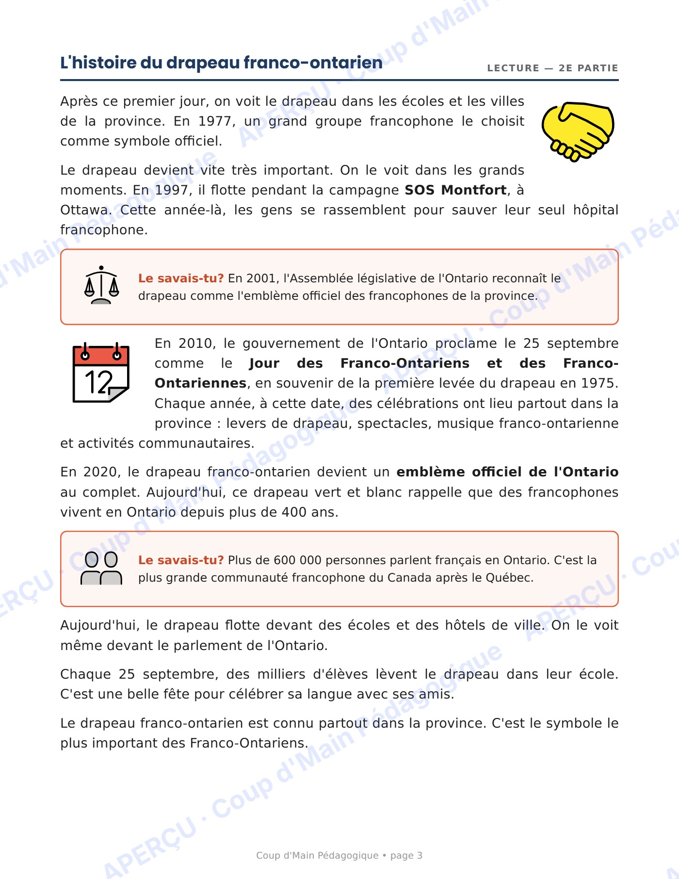 Page 3 — La Journée des Franco-Ontariens — 3e année