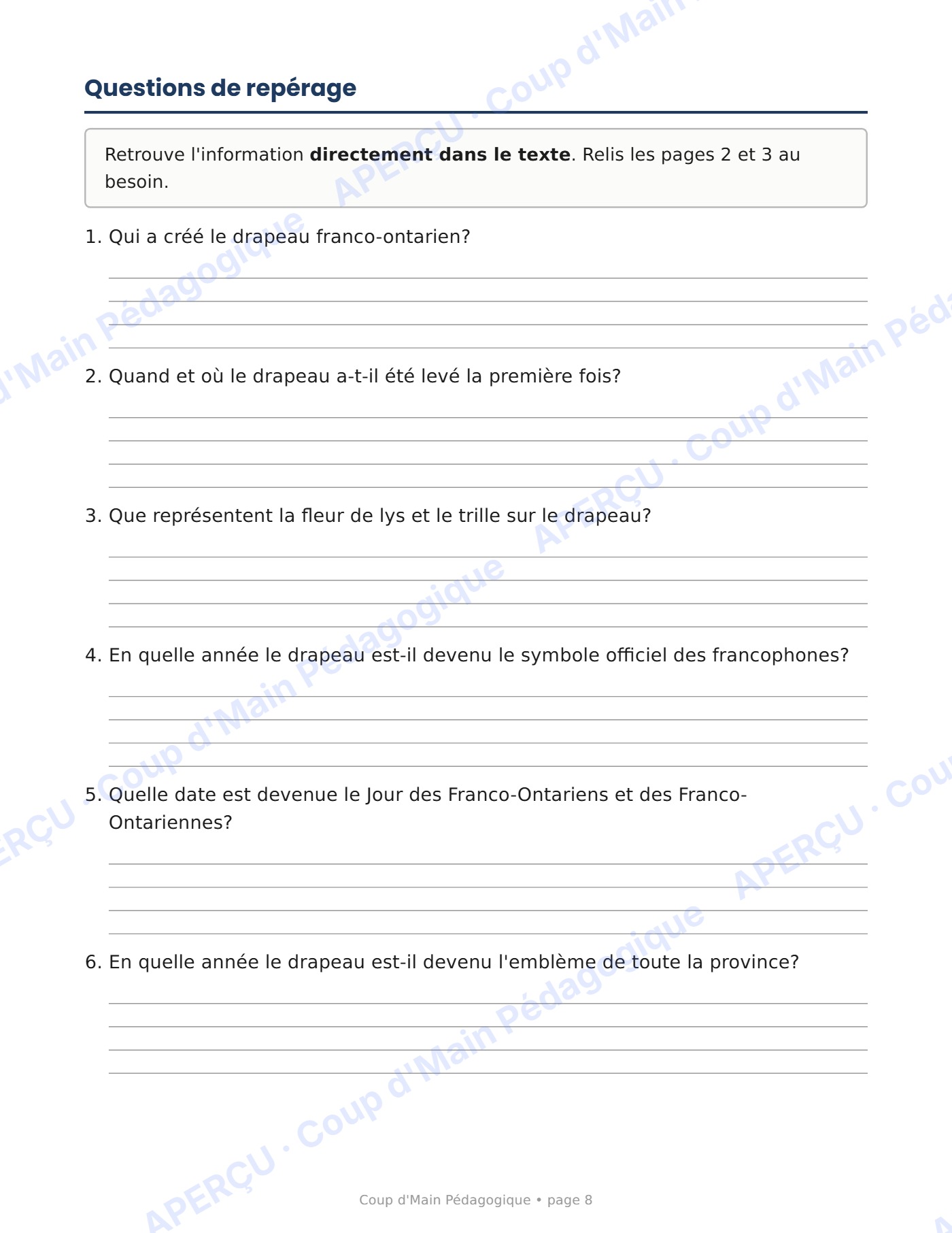 Page 8 — La Journée des Franco-Ontariens — 3e année