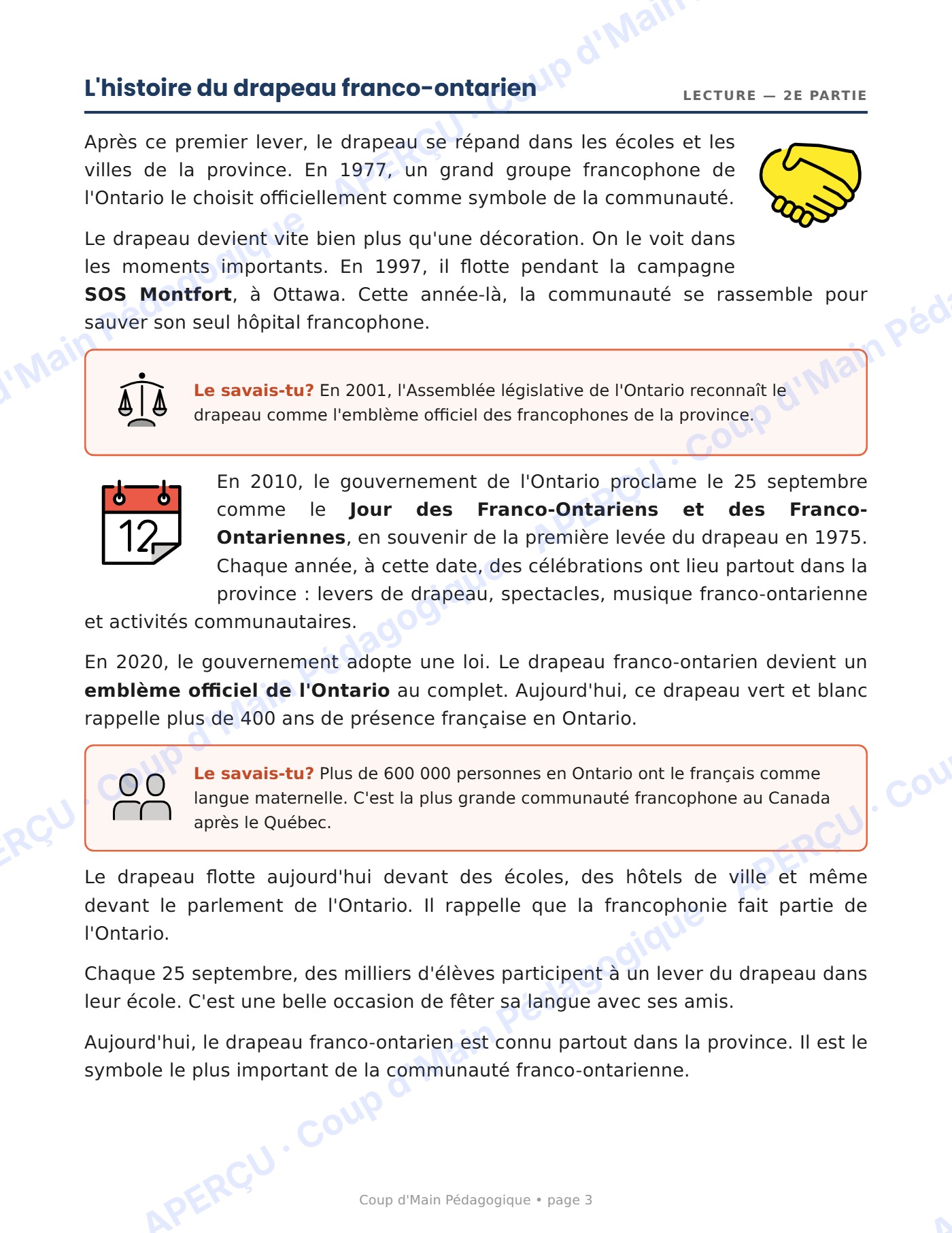 Page 3 — La Journée des Franco-Ontariens — 4e année
