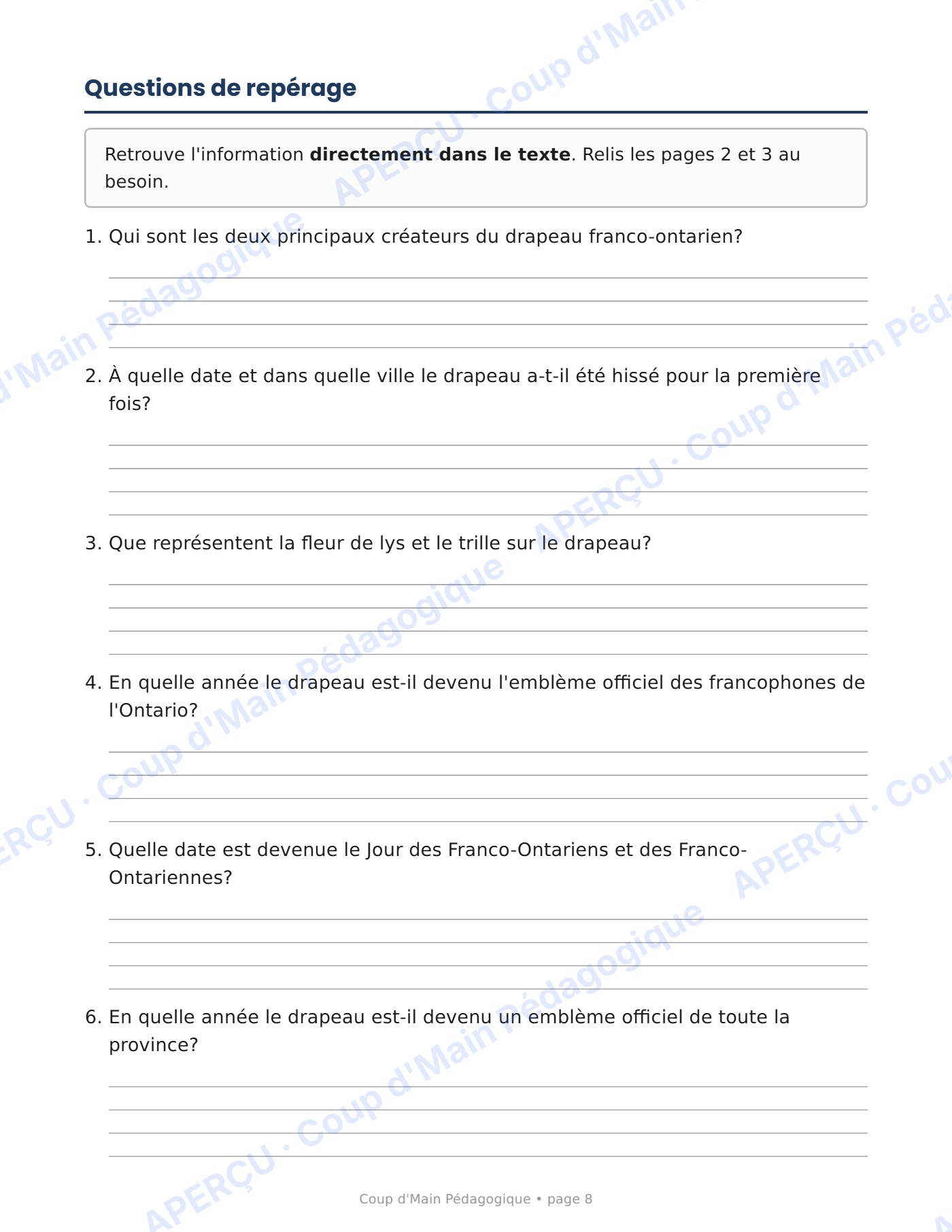 Page 8 — La Journée des Franco-Ontariens — 6e année