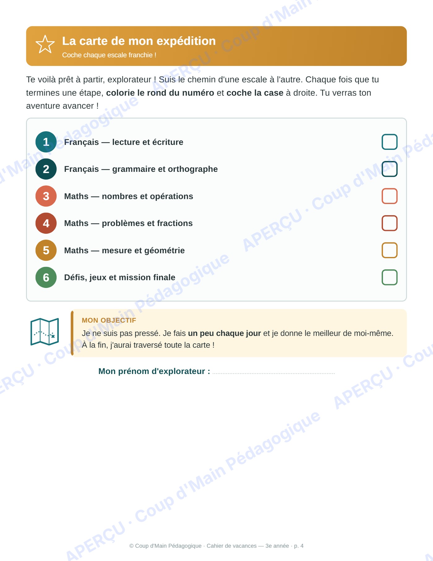 Page 4 — Cahier de vacances — 3e année
